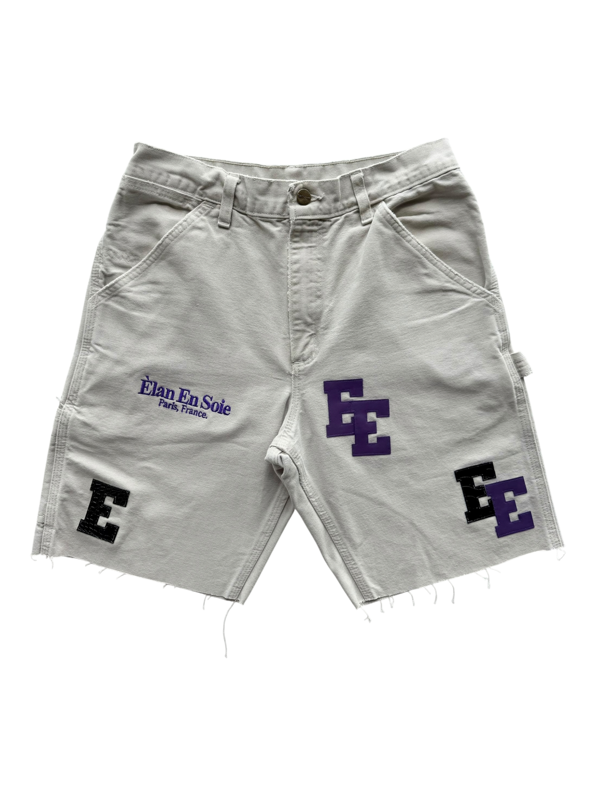 Black Croc & Purple Patch Carpenter Shorts Sand