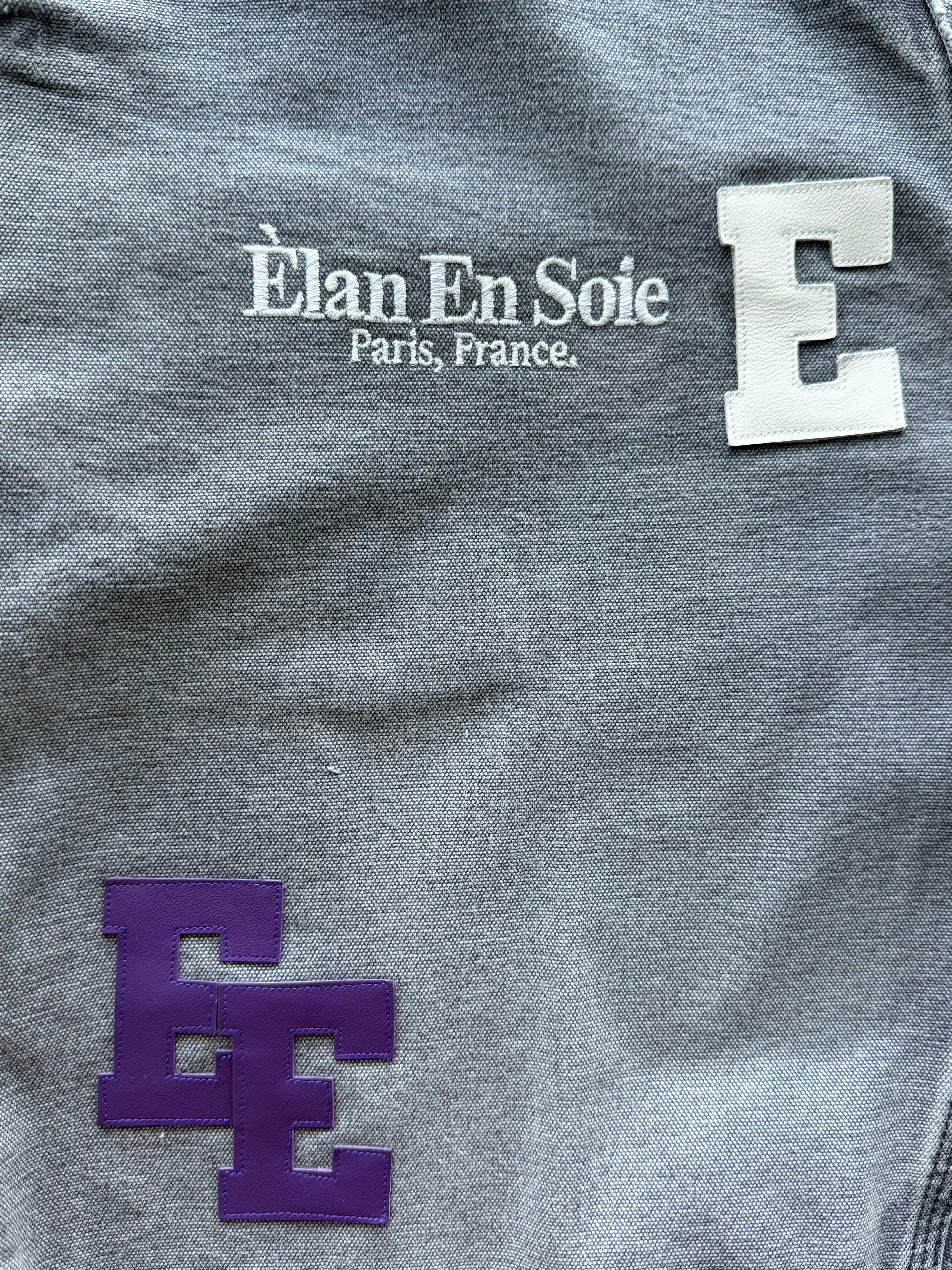 White & Purple Patch Carpenter Shorts Washed Grey