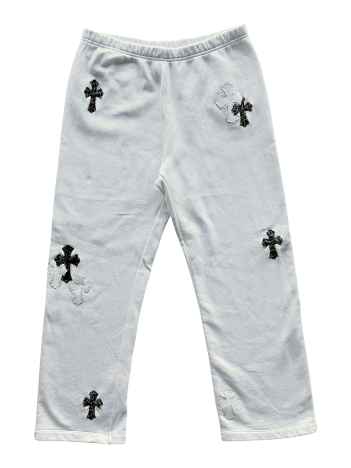 Cheetah & White Patent Patch Sweatpants