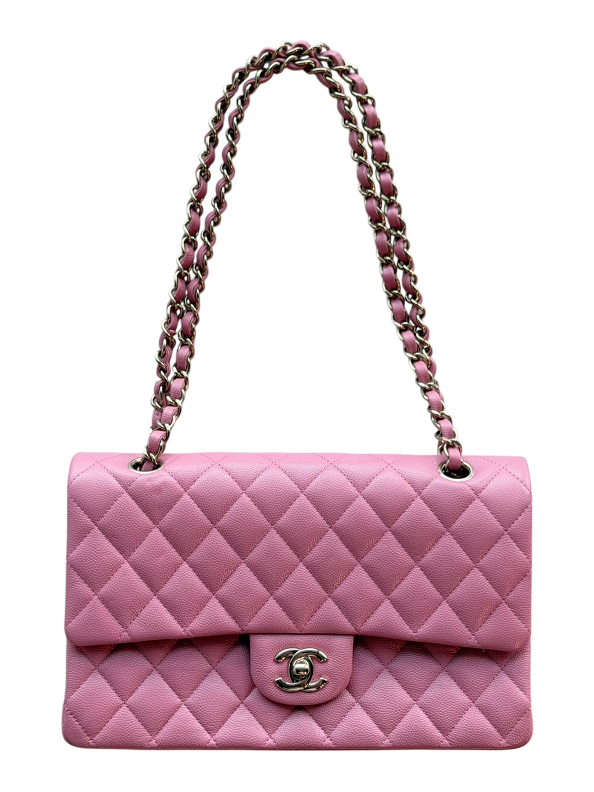 Pink Caviar Quilted Medium Flap Bag