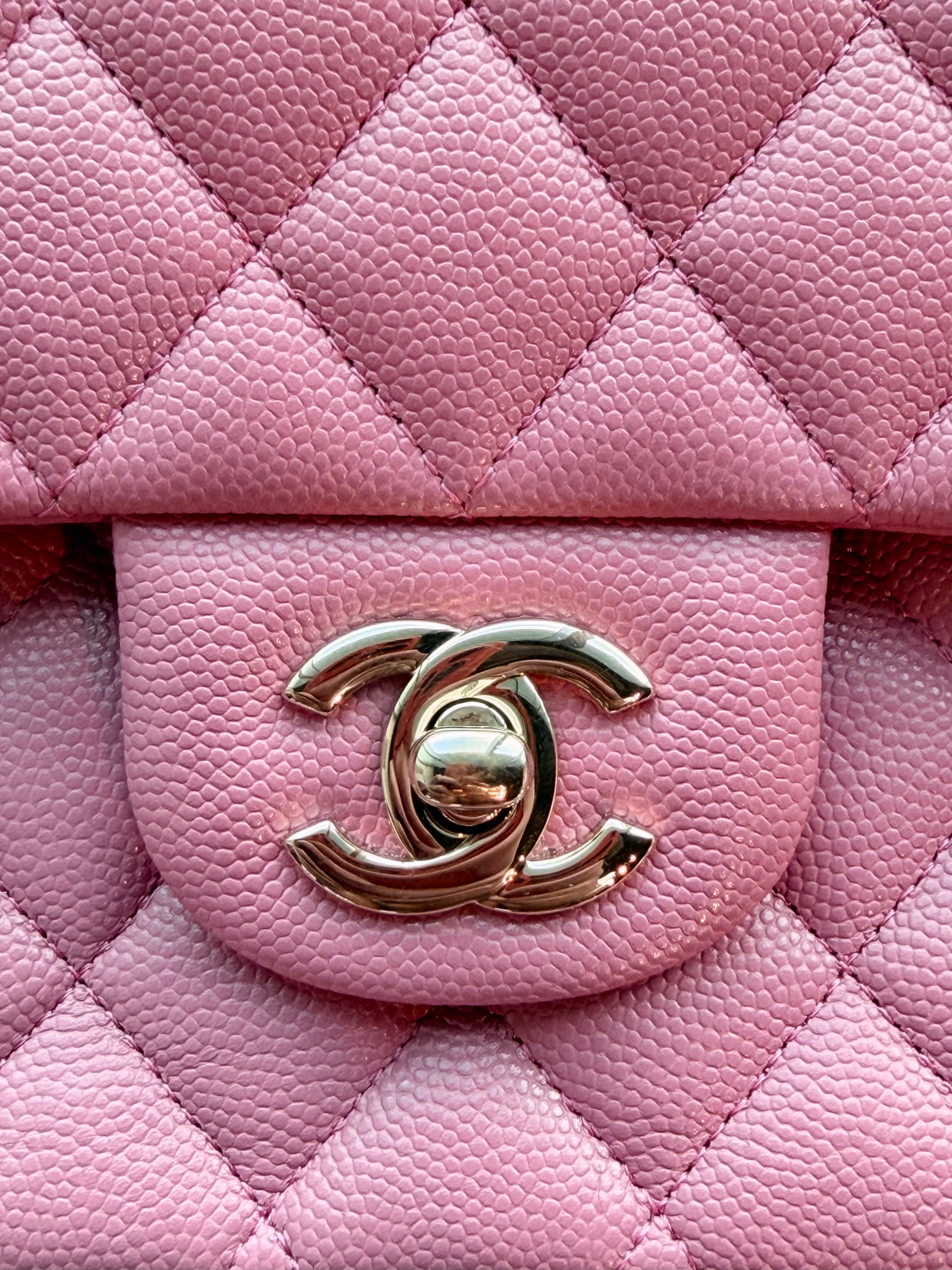 Pink Caviar Quilted Medium Flap Bag