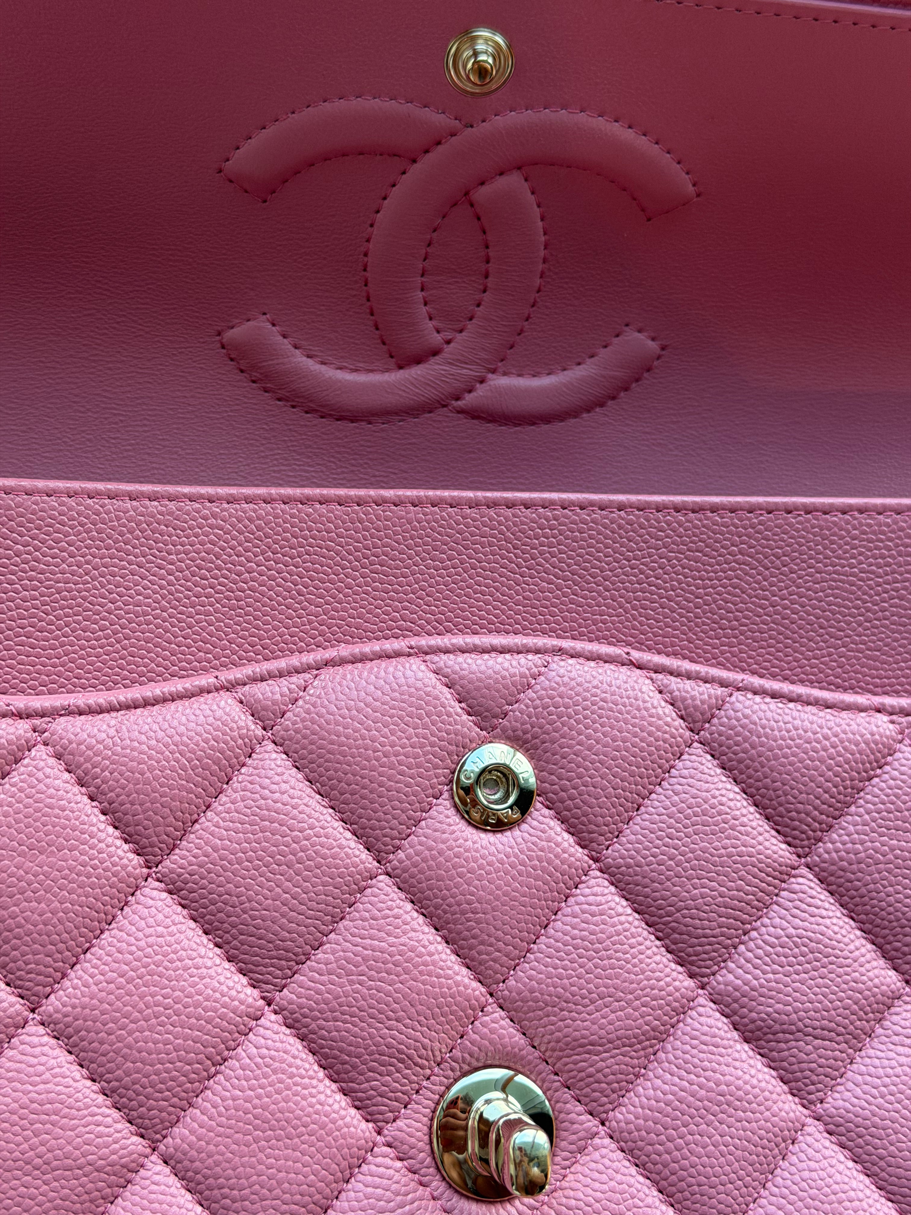 Pink Caviar Quilted Medium Flap Bag