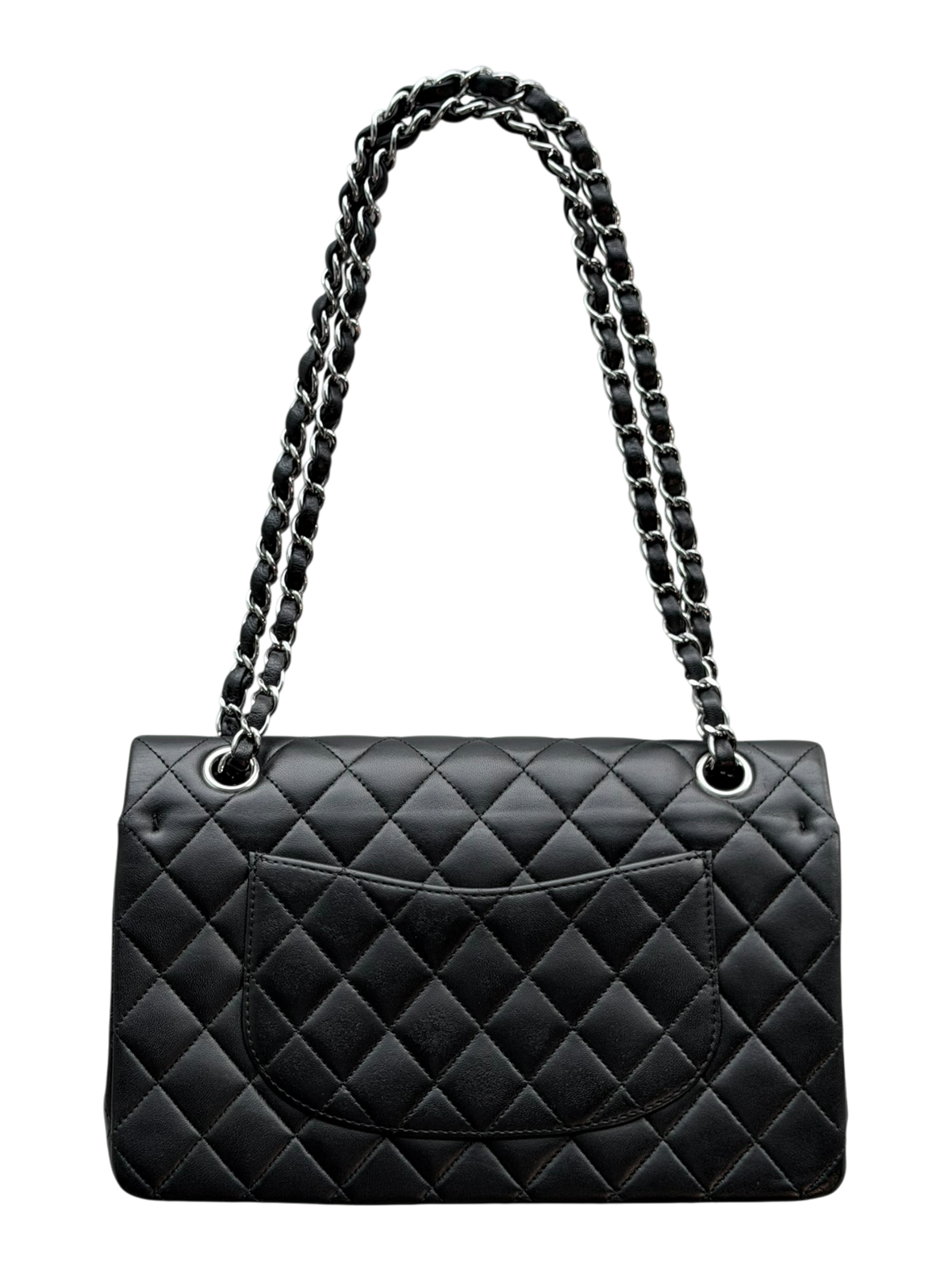 Black Lambskin Quilted Medium Flap Bag