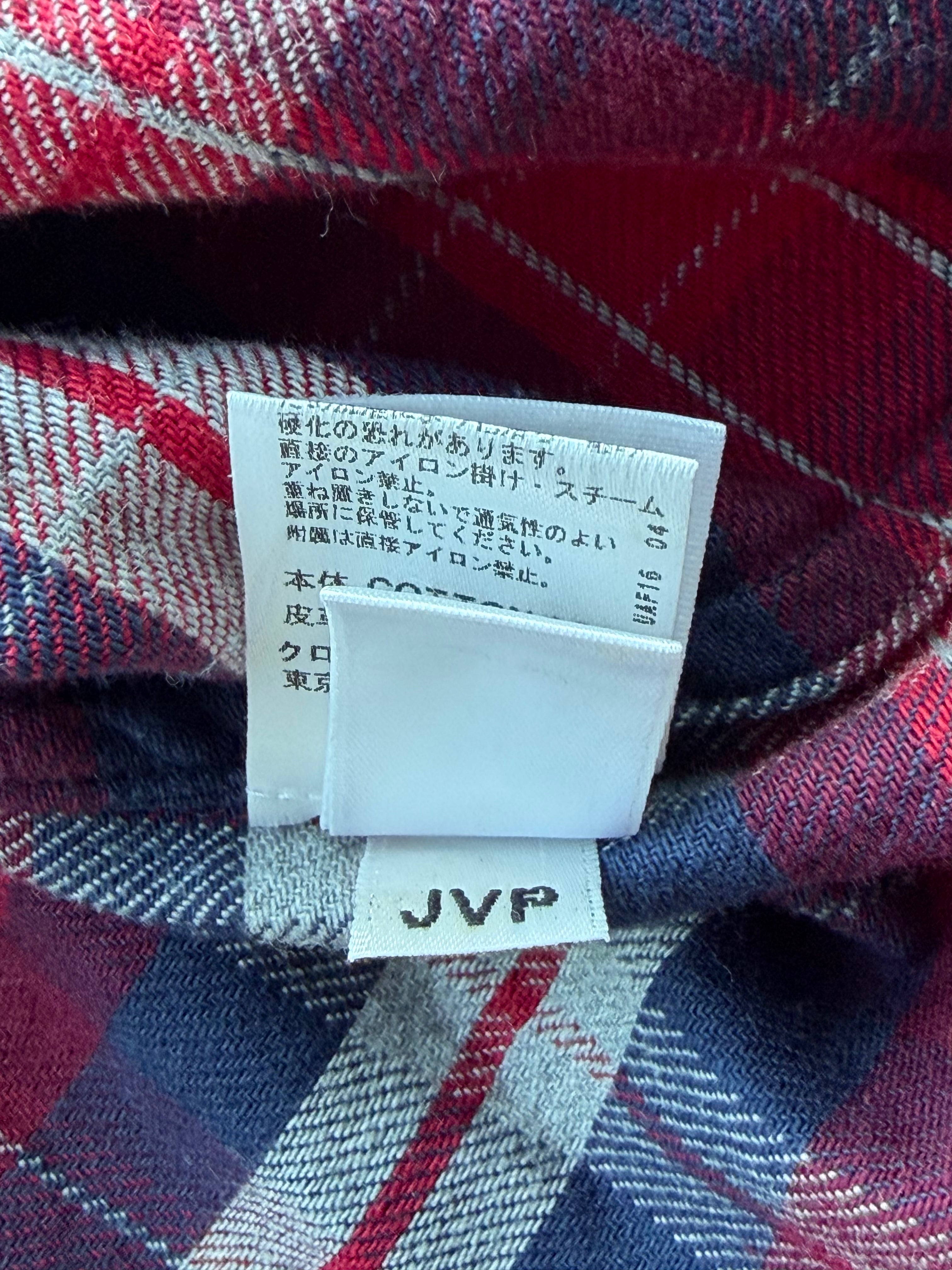 Vintage Button Up Red Flannel Cross Patch