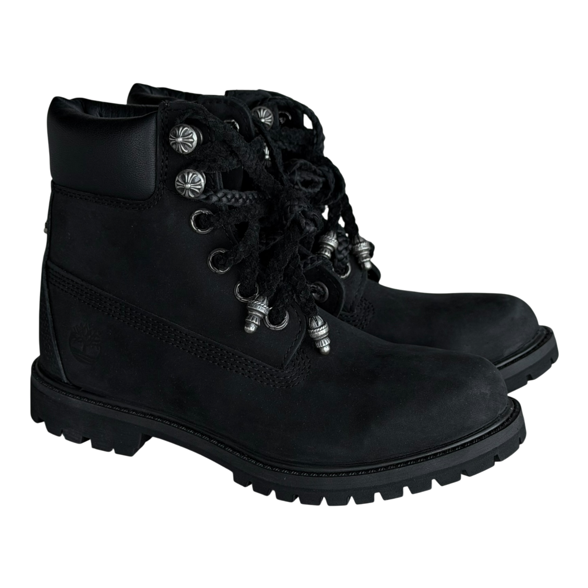 Dagger Cross Black Silver Timberland 6 Inch Boots