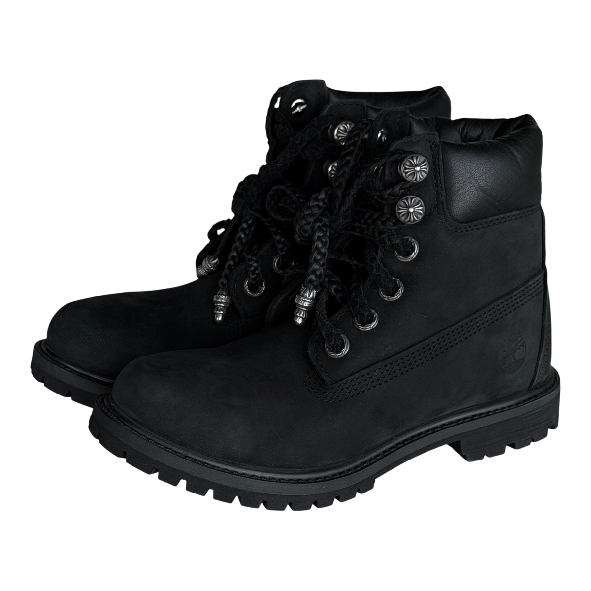 Dagger Cross Black Silver Timberland 6 Inch Boots