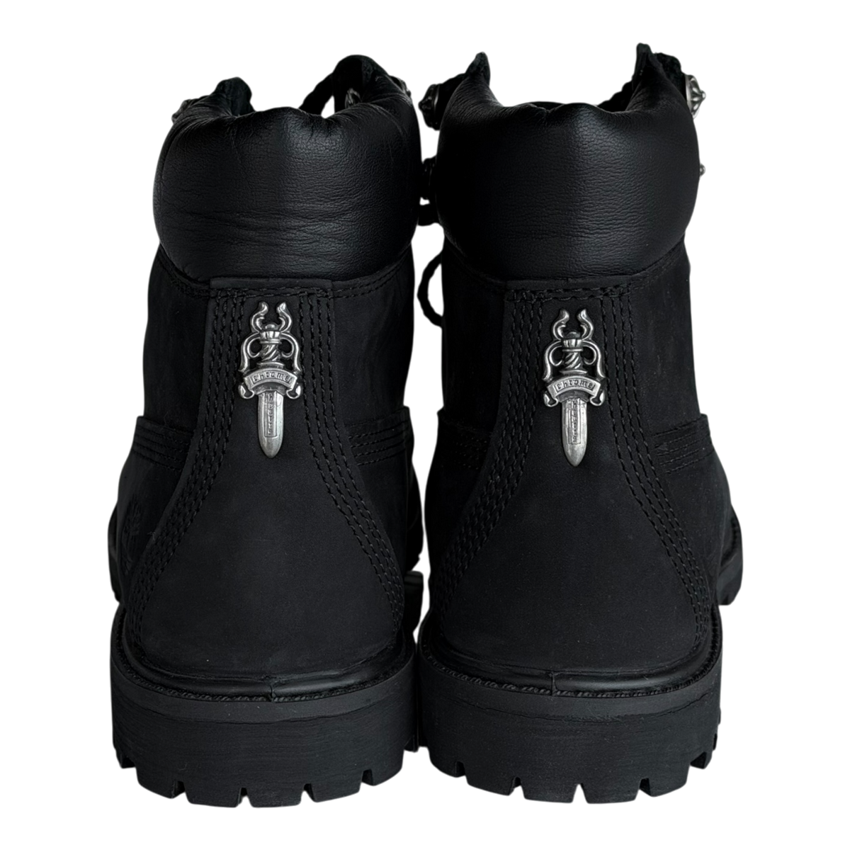 Dagger Cross Black Silver Timberland 6 Inch Boots