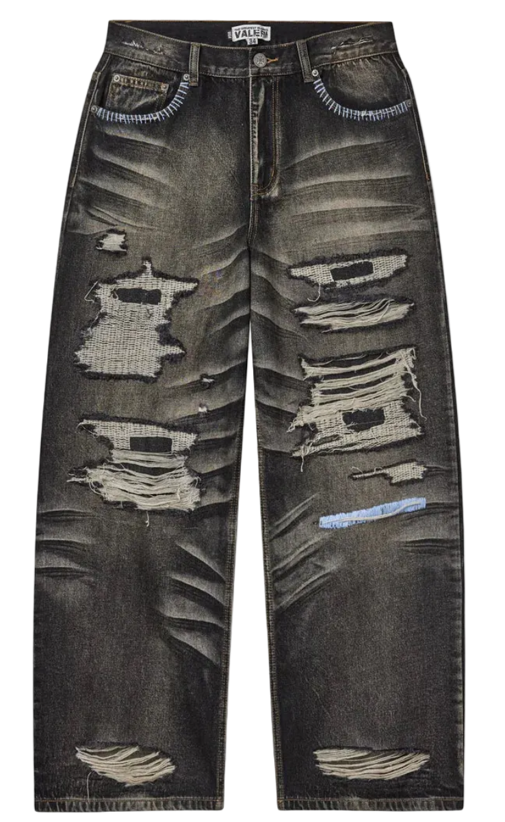 Thrashed Black Denim
