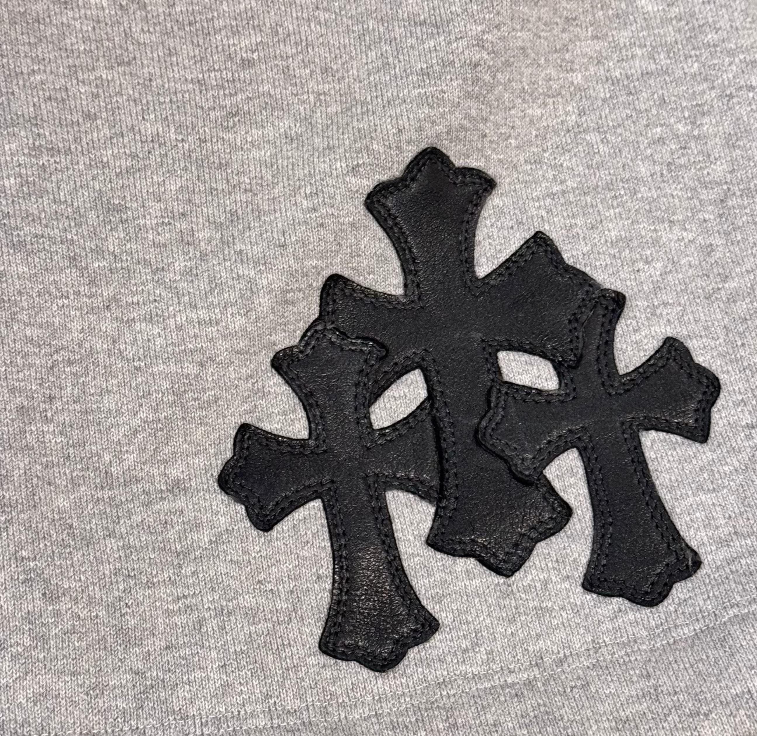 Wool Grey Triple Cross Patch Shorts