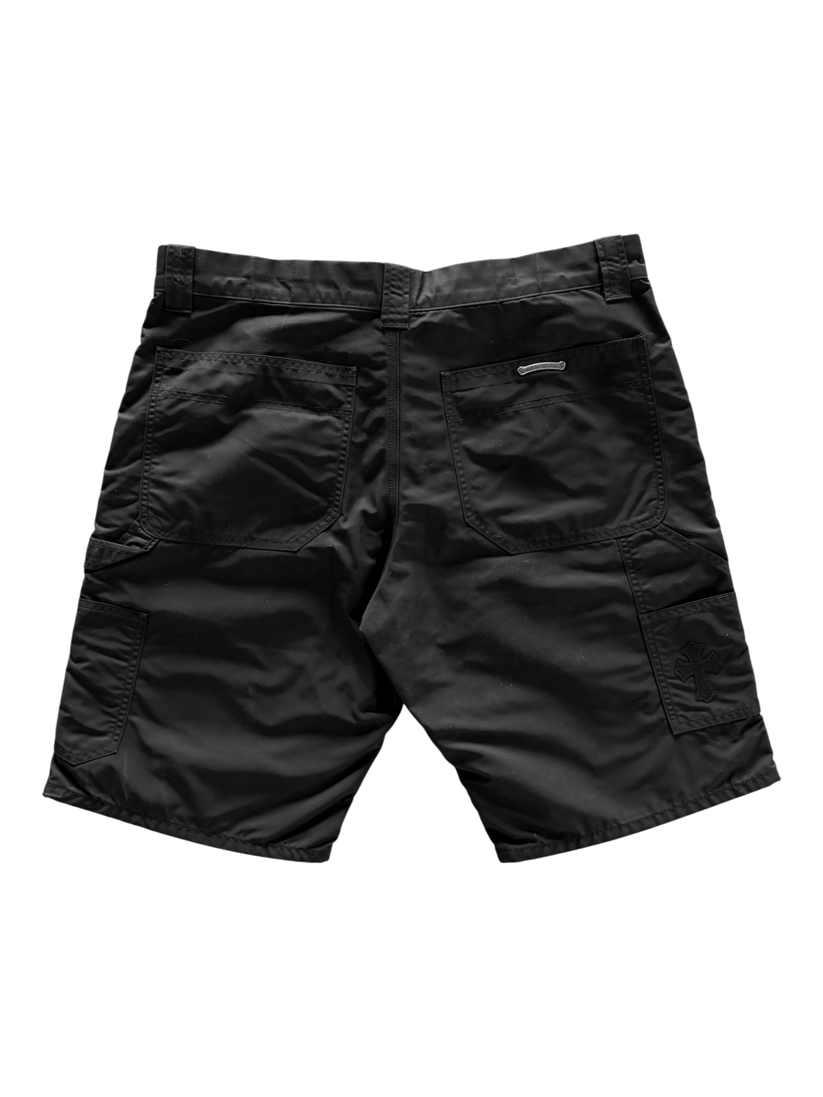 Black Nylon & Leather Carpenter Shorts