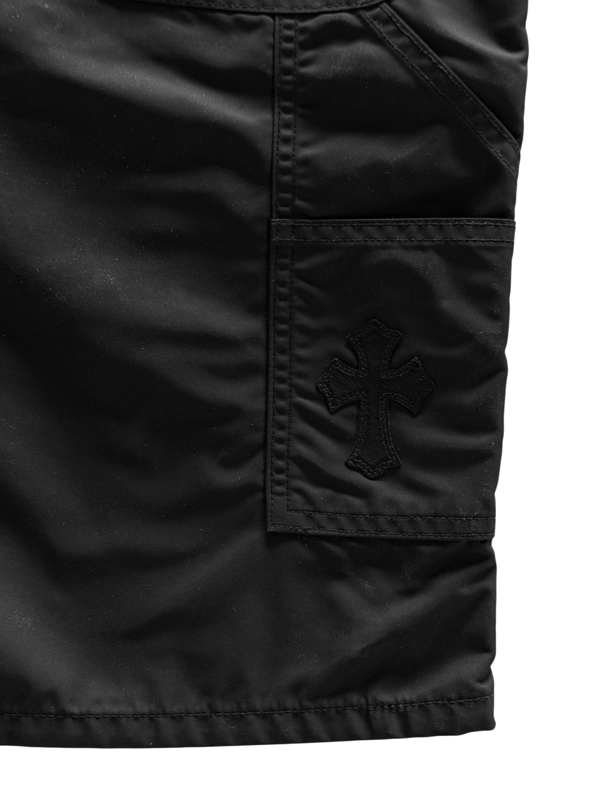 Black Nylon & Leather Carpenter Shorts