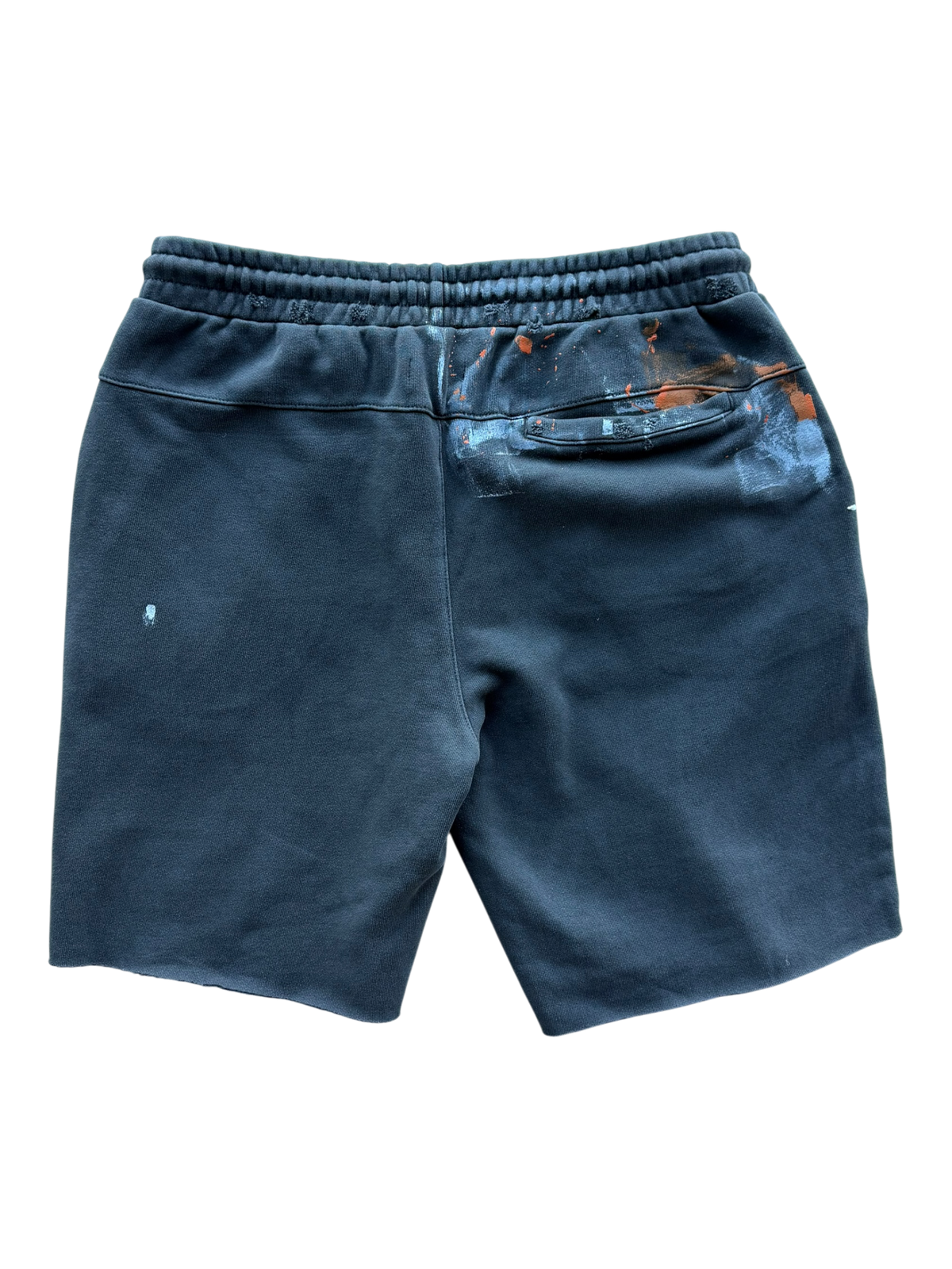 Washed Black Distressed Paint Splatter Shorts