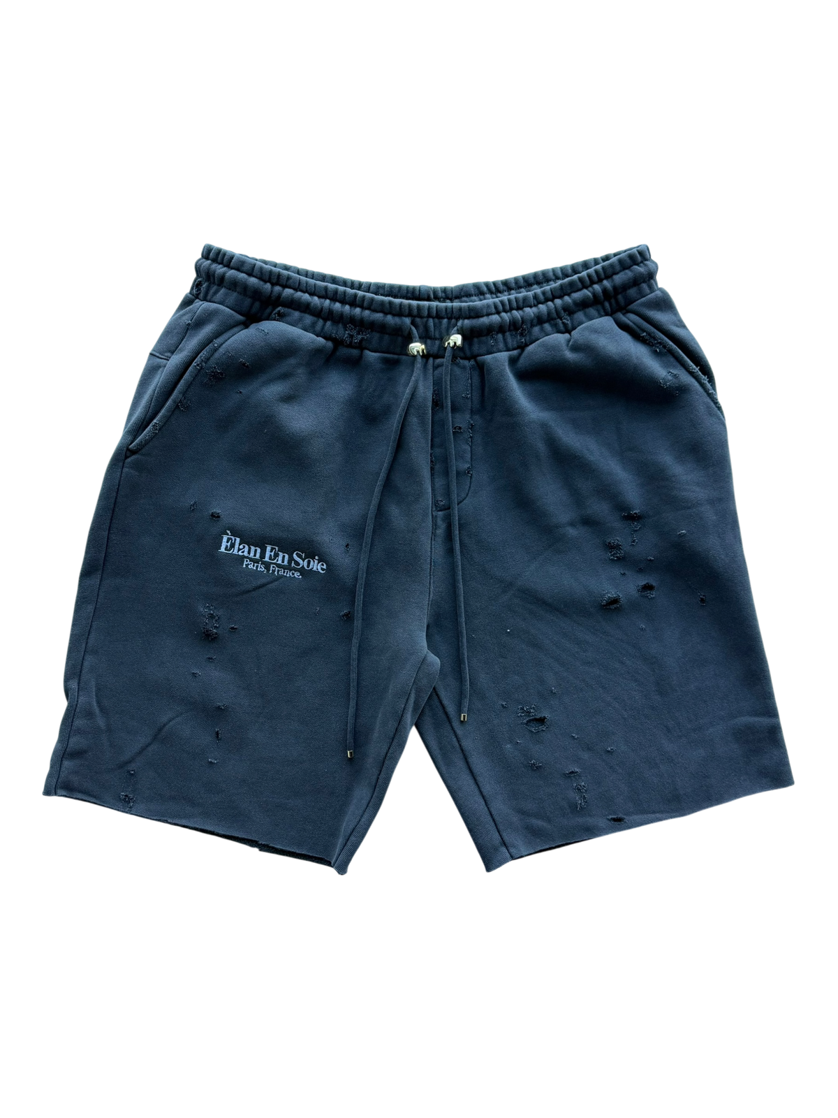 Washed Black Distressed Shorts