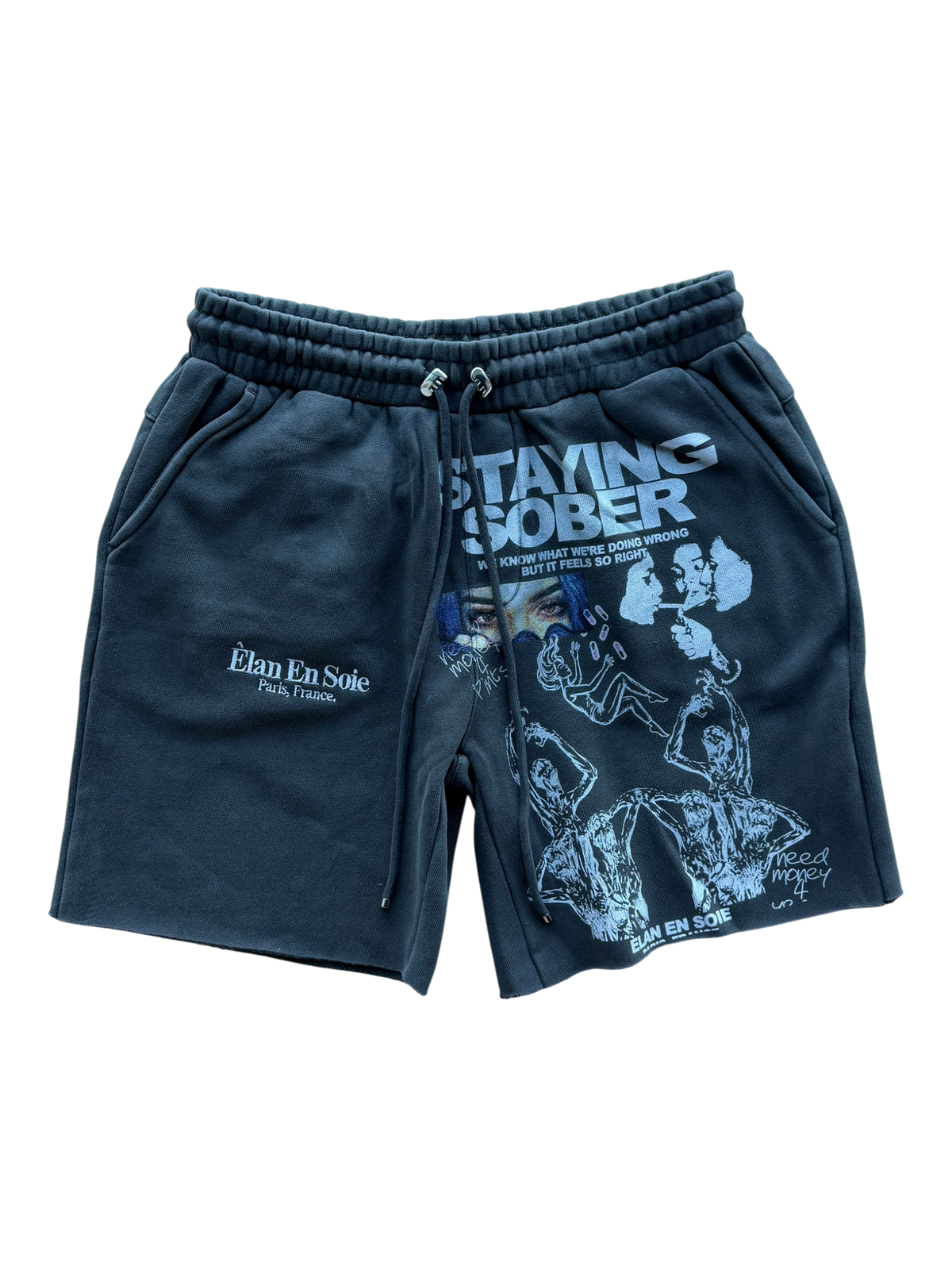 Staying Sober Washed Black Shorts