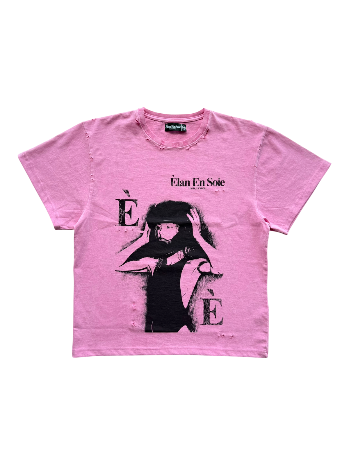 Moto Helmet Distressed Tee Pink