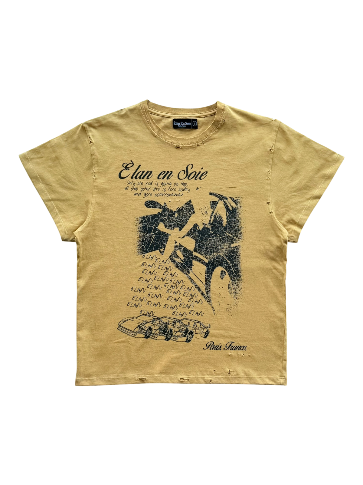 Sugar Distressed Tee Yellow