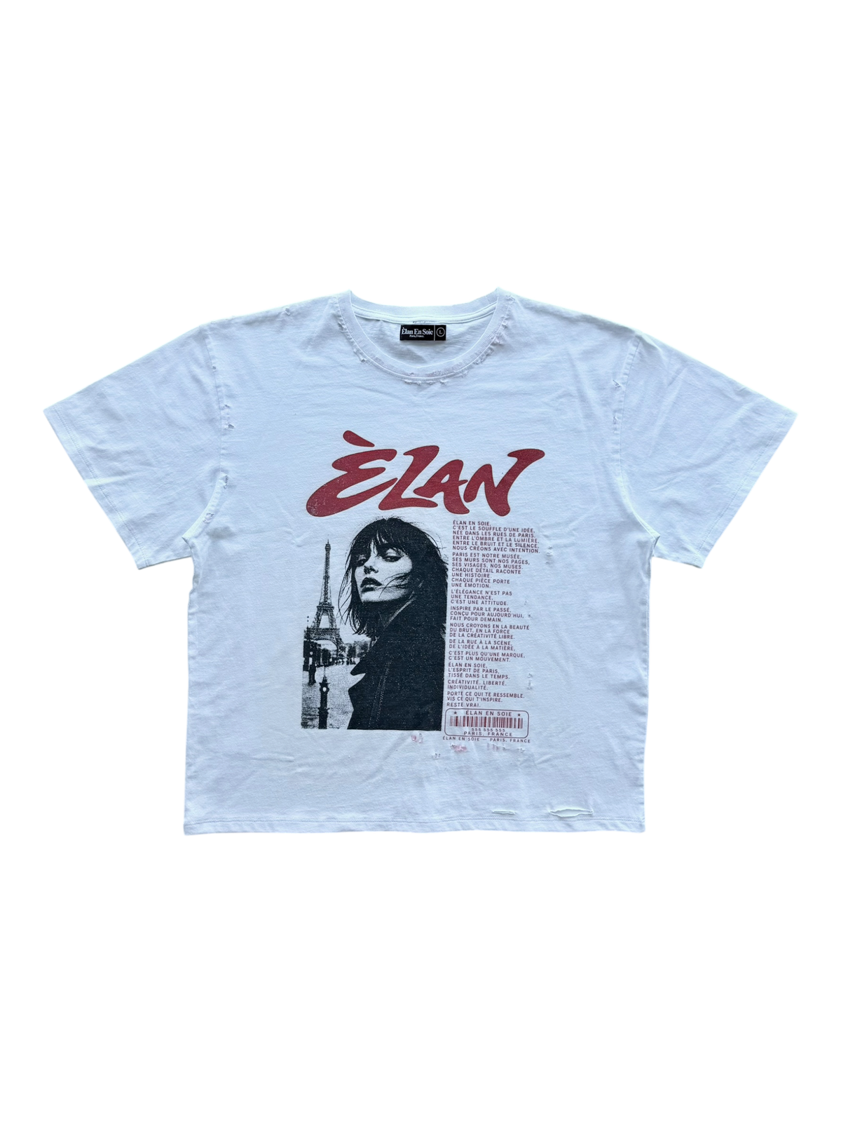 Paris Distressed Tee White