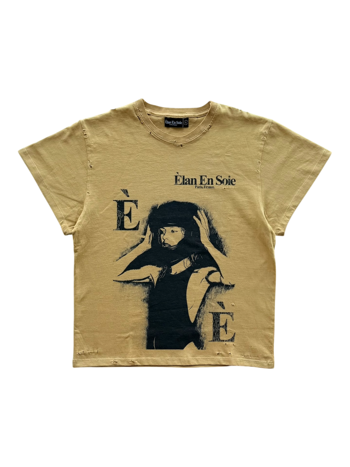 Moto Helmet Distressed Tee Yellow