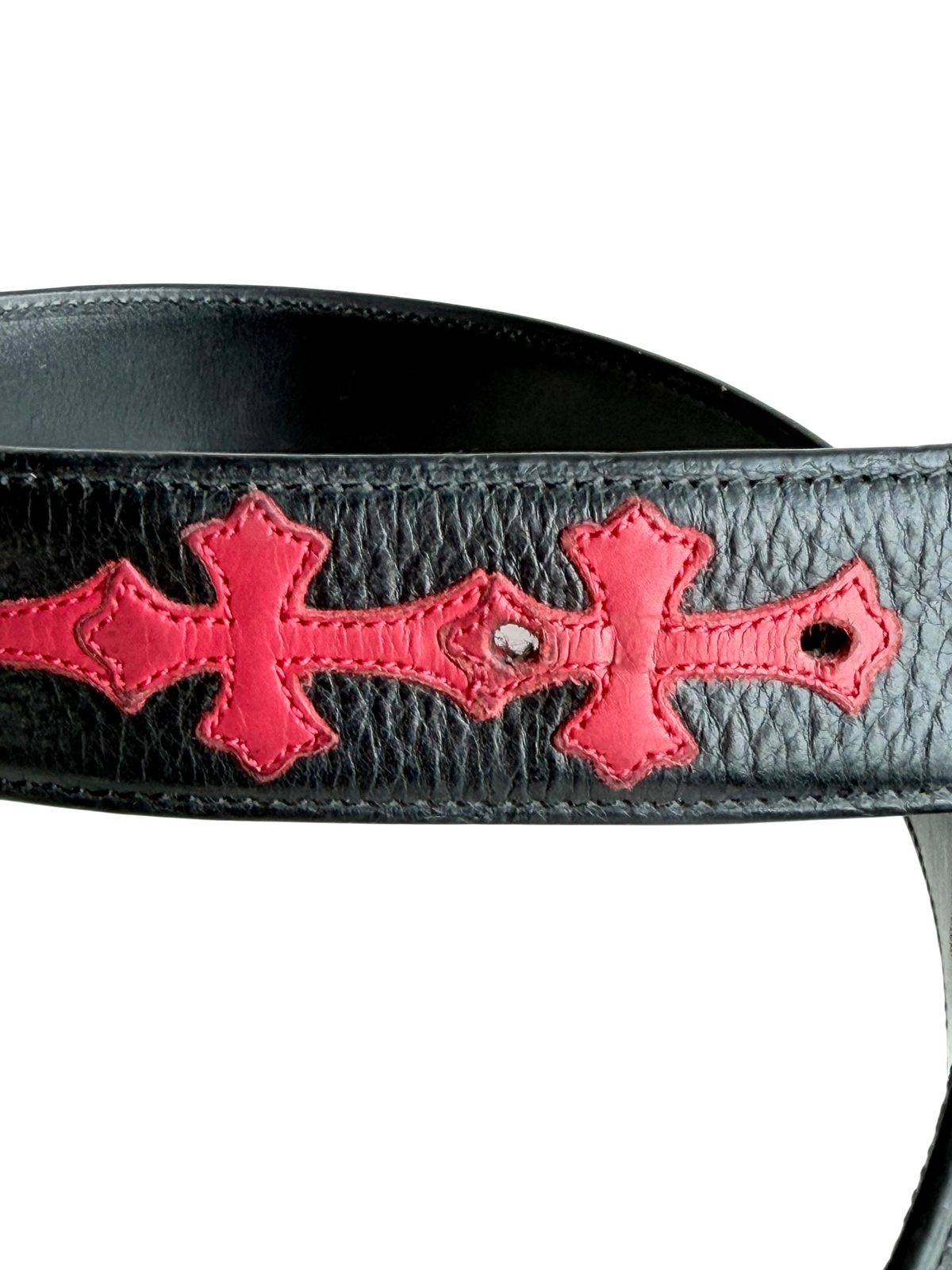 Red Cross Patch Belt With a Diamond Oval Buckle