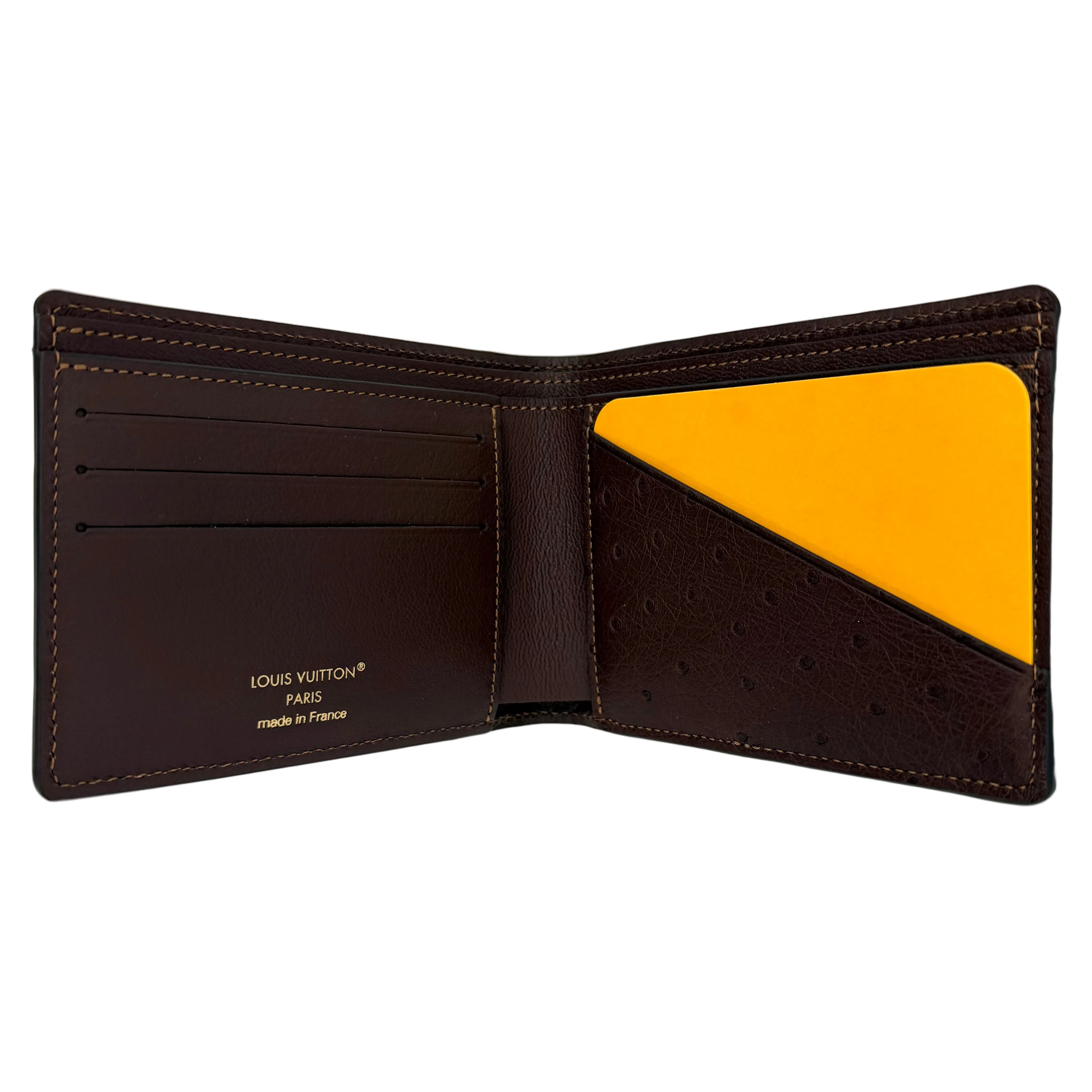 Brown Ostrich Leather Bifold Wallet