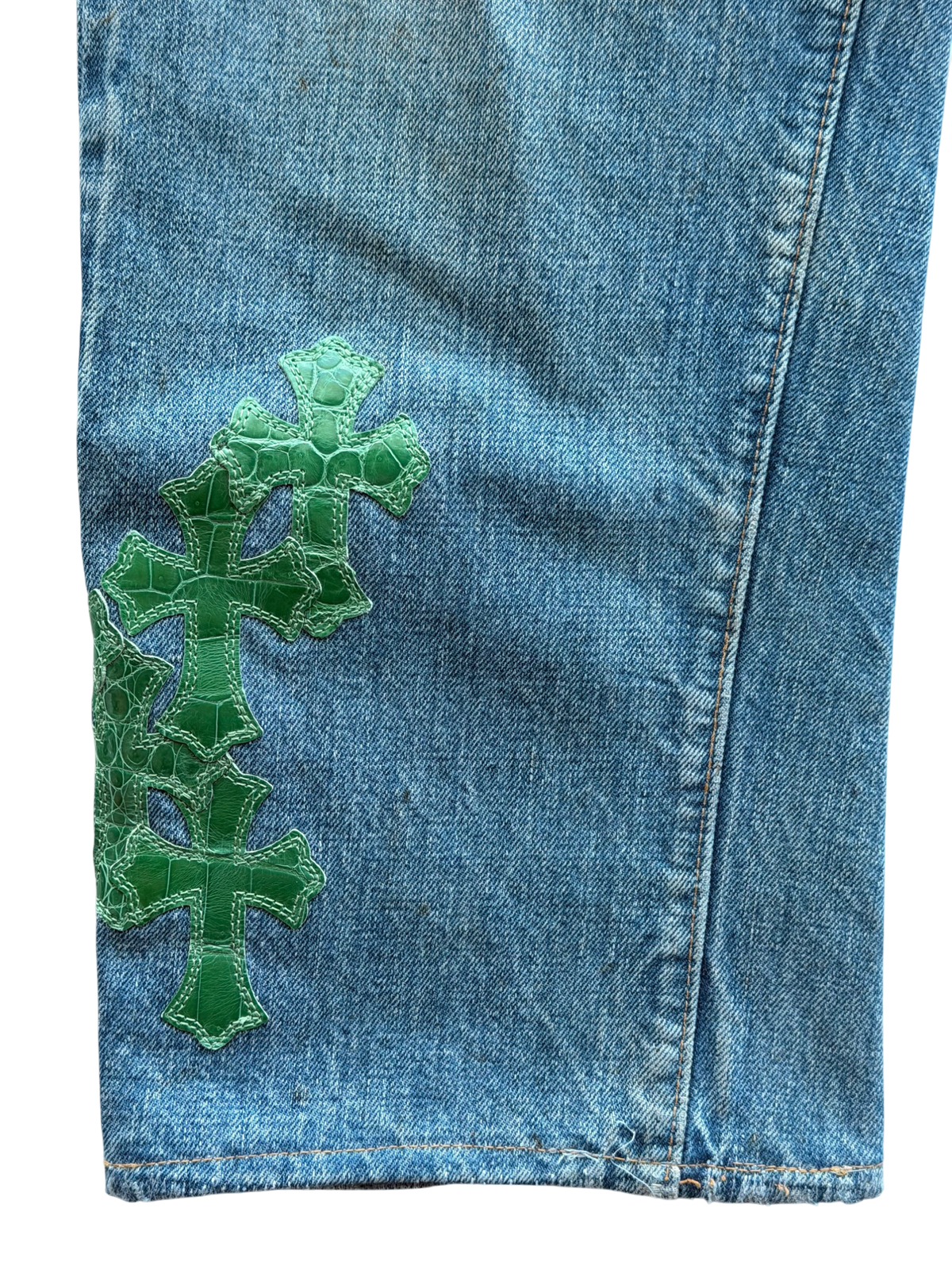 Green Alligator Cross Patch Levis 501 Jeans