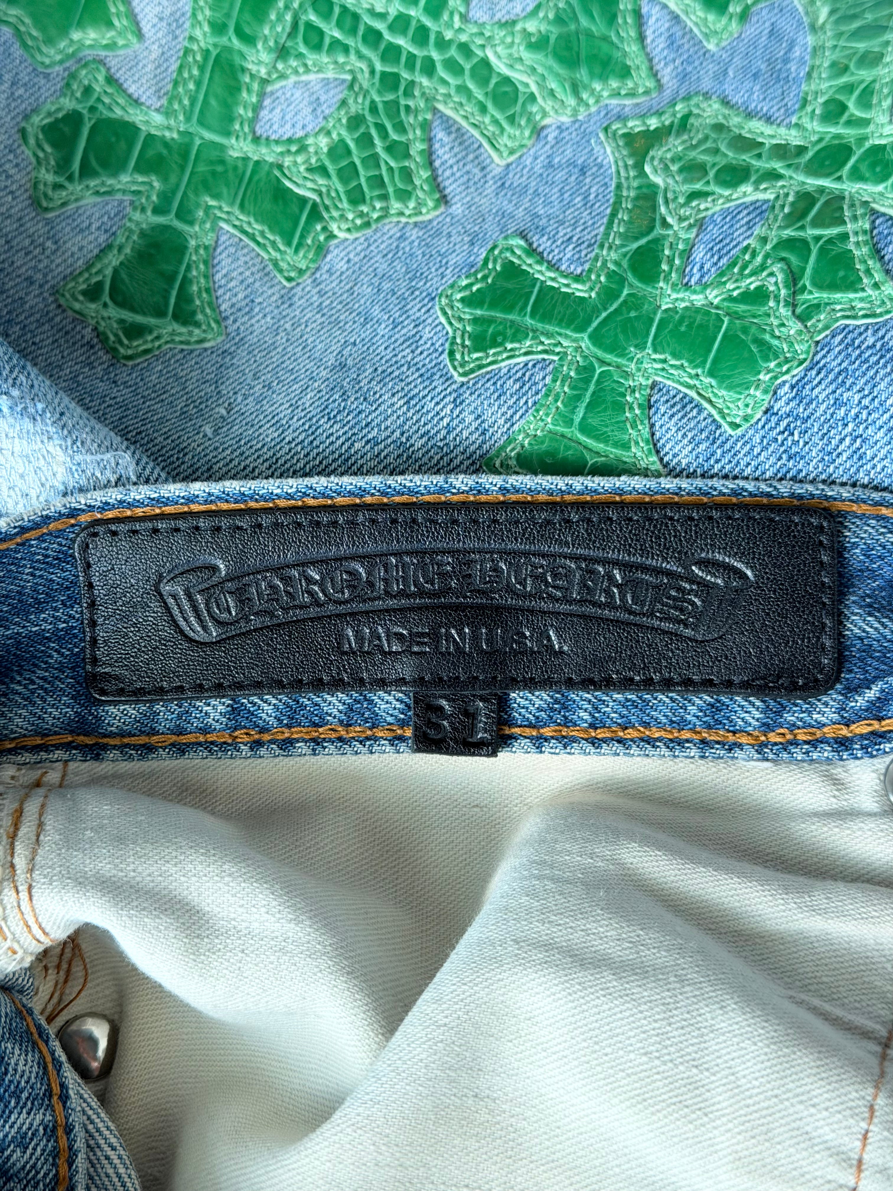 Green Alligator Cross Patch Levis 501 Jeans