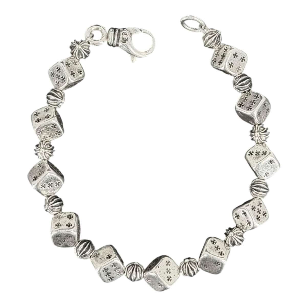 Silver Dice Cross Bracelet