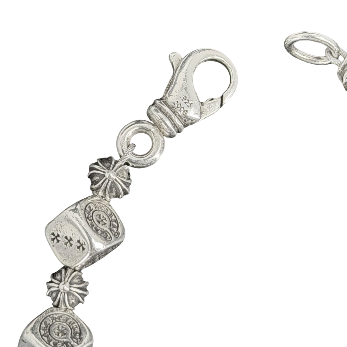Silver Dice Cross Bracelet