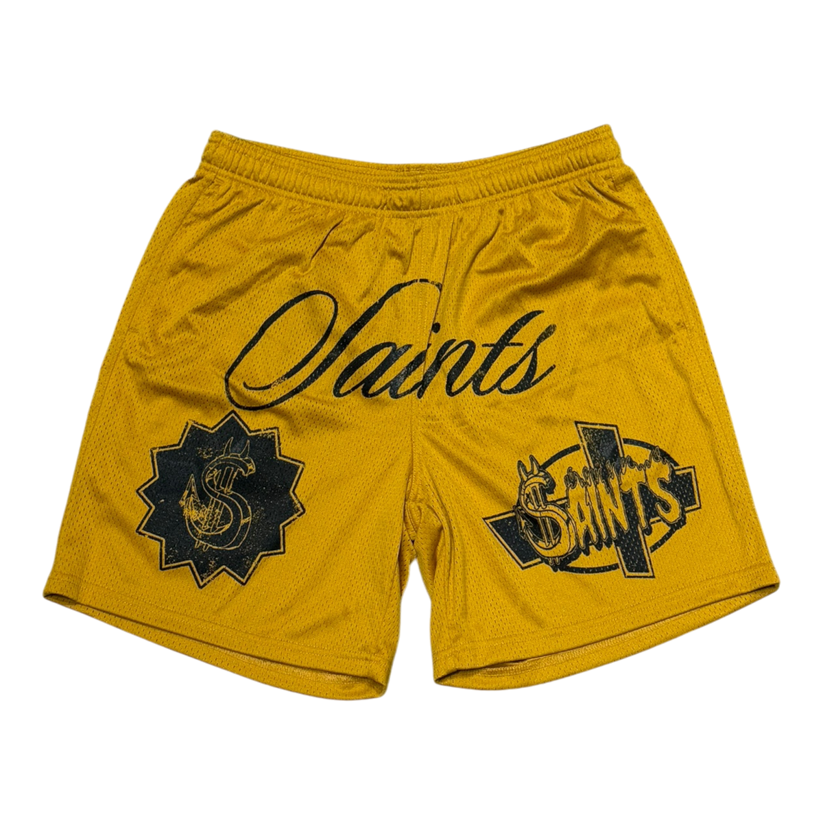 Gold Mesh Logo Shorts