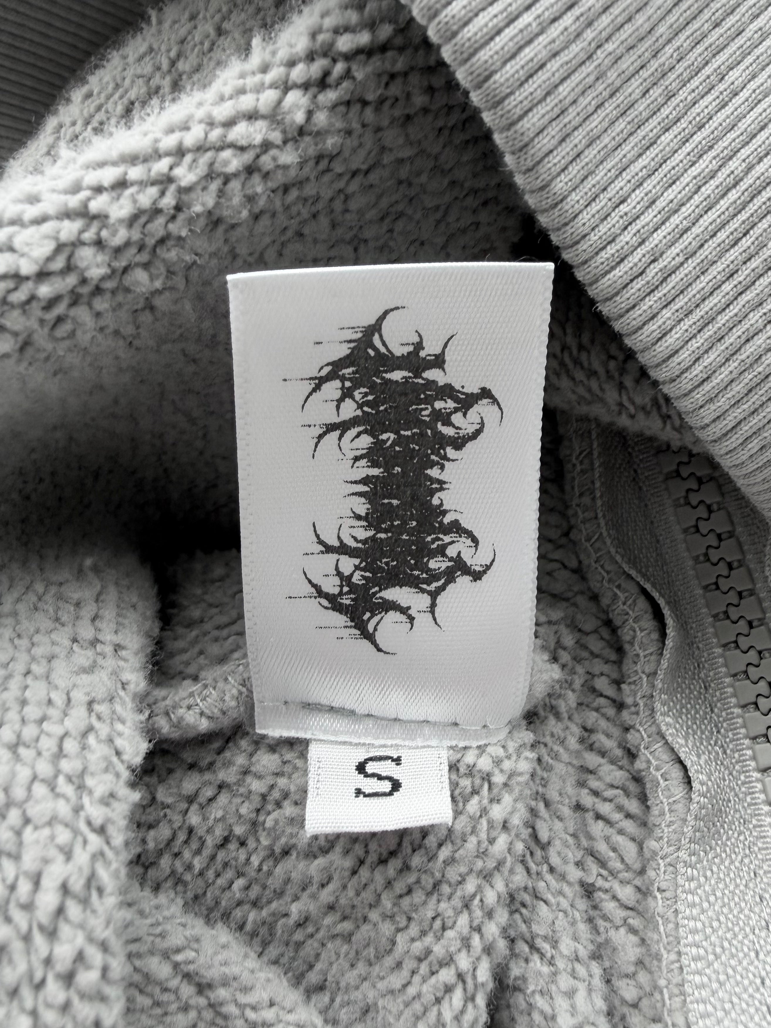 Triple Skull Zip Up Hoodie Grey