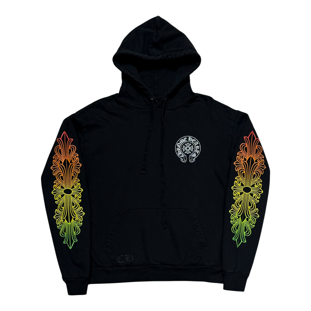 Floral Gradient Logo Hoodie Black