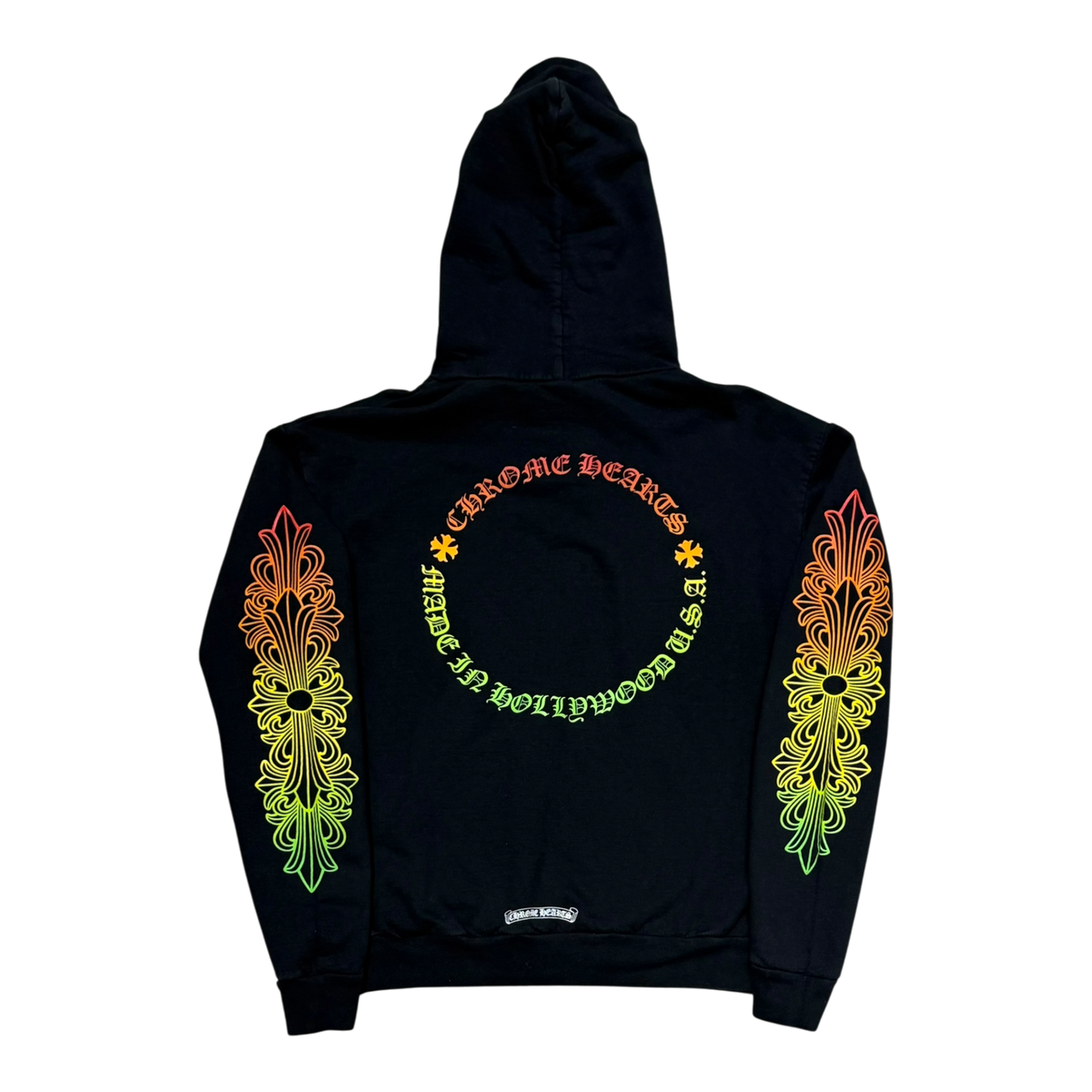 Floral Gradient Logo Hoodie Black