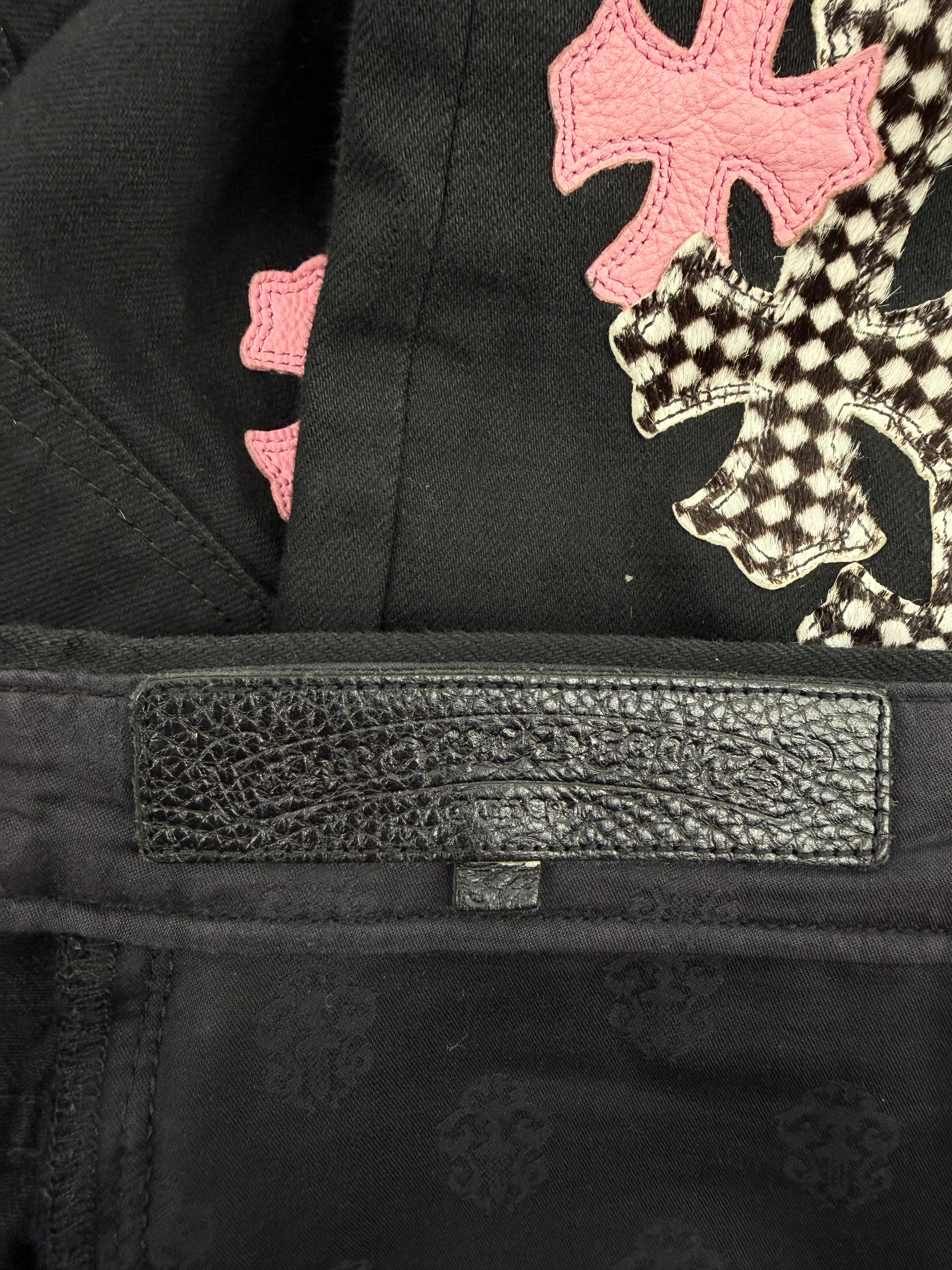 Black/Pink Checkerboard Cross Patch Shorts