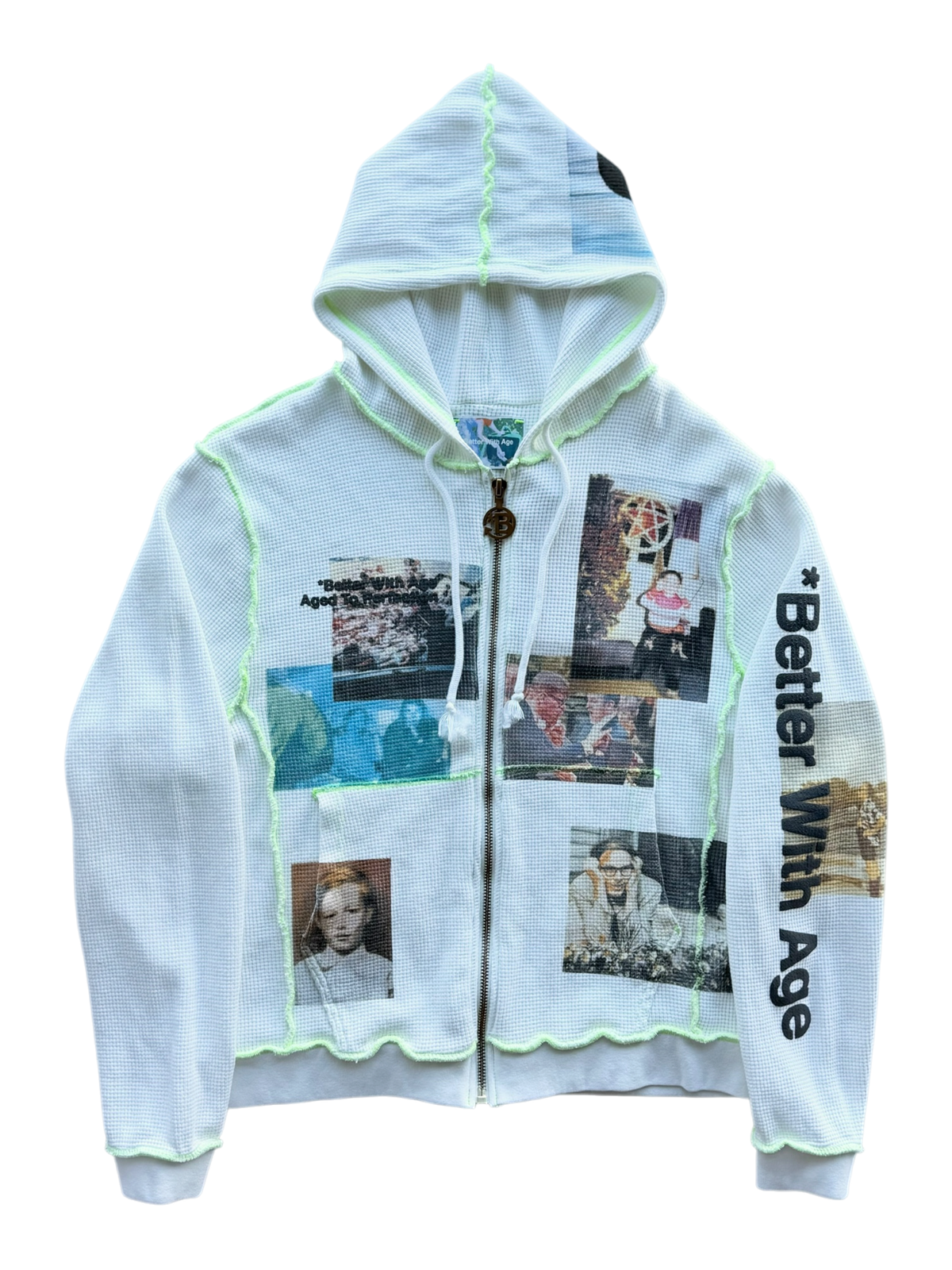 Ricky Waffle Zip-Up Hoodie White