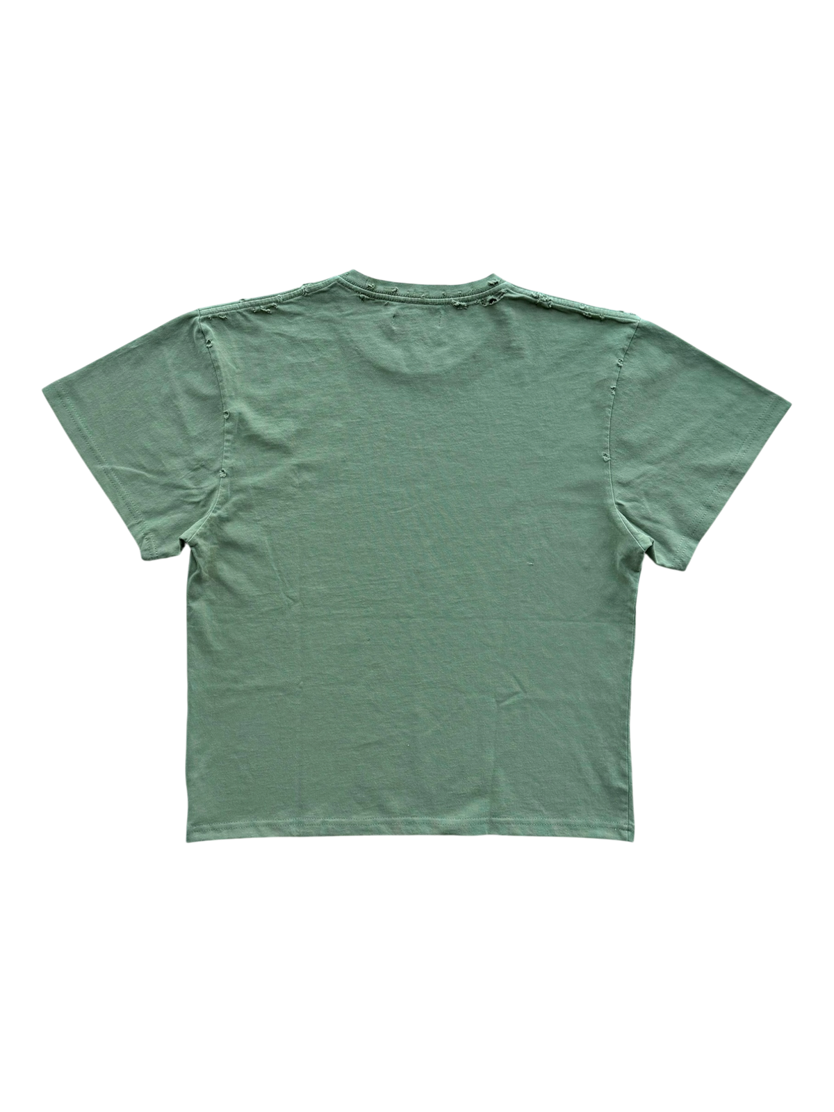 Face Tat Distressed Tee Olive