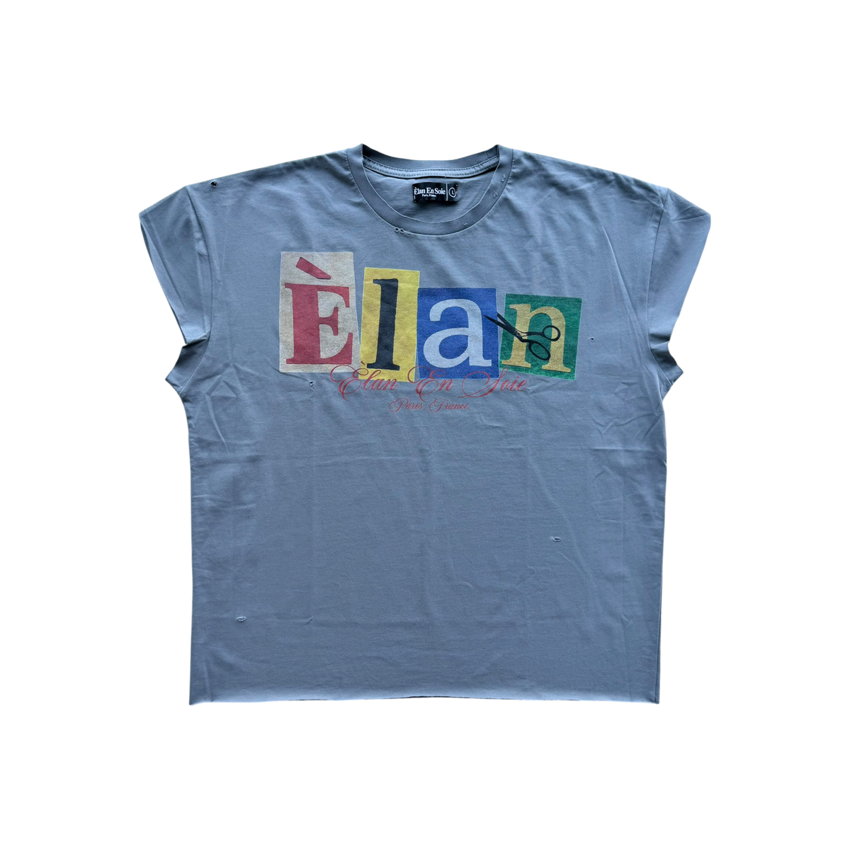 Cut Out Distressed Sleeveless Tee Grey