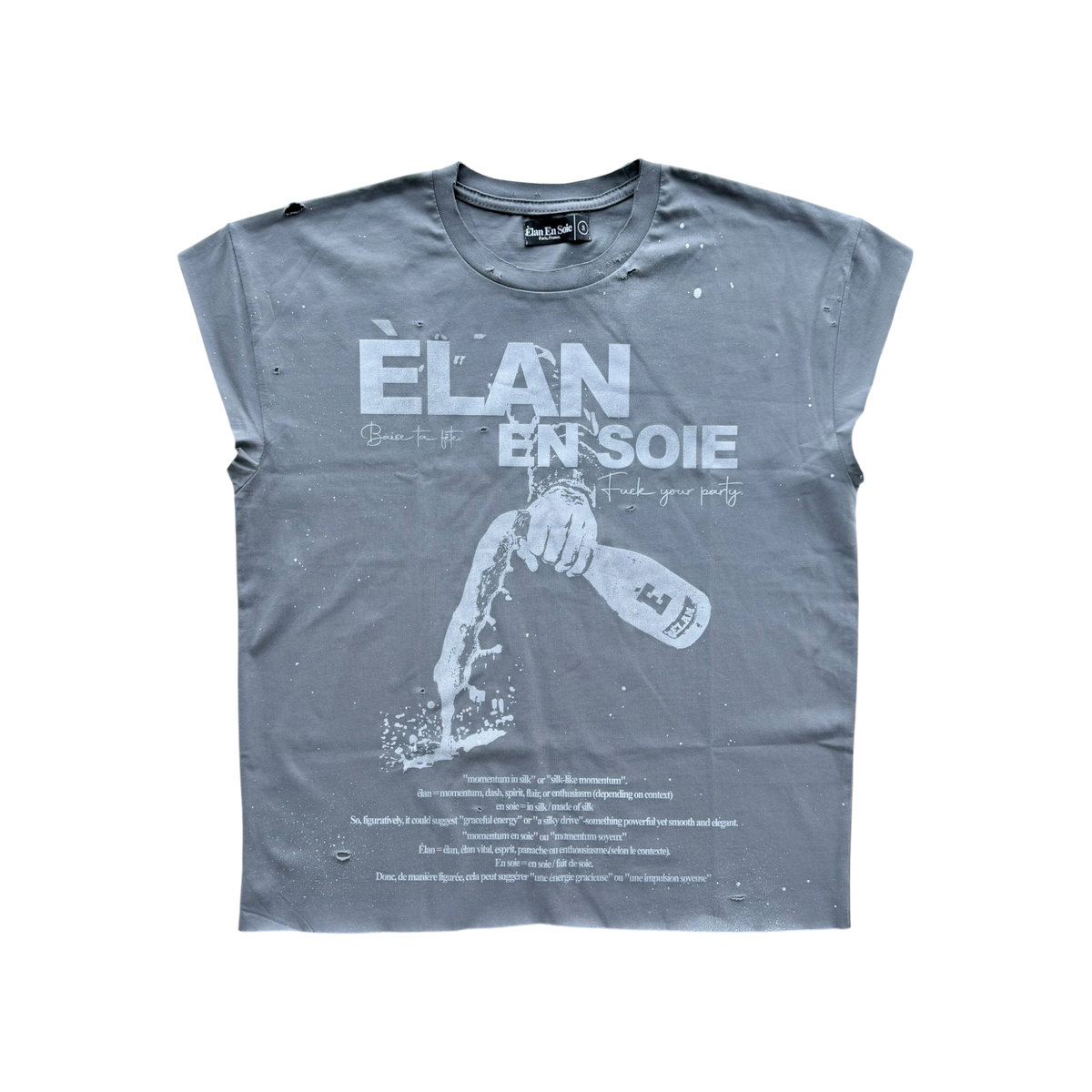 Champagne Distressed Sleeveless Tee Grey