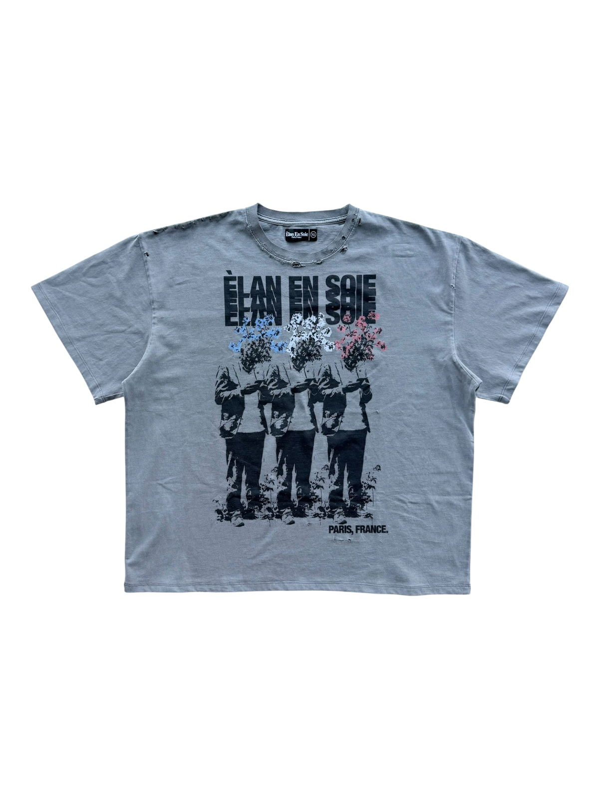 Bloom Distressed Tee Grey