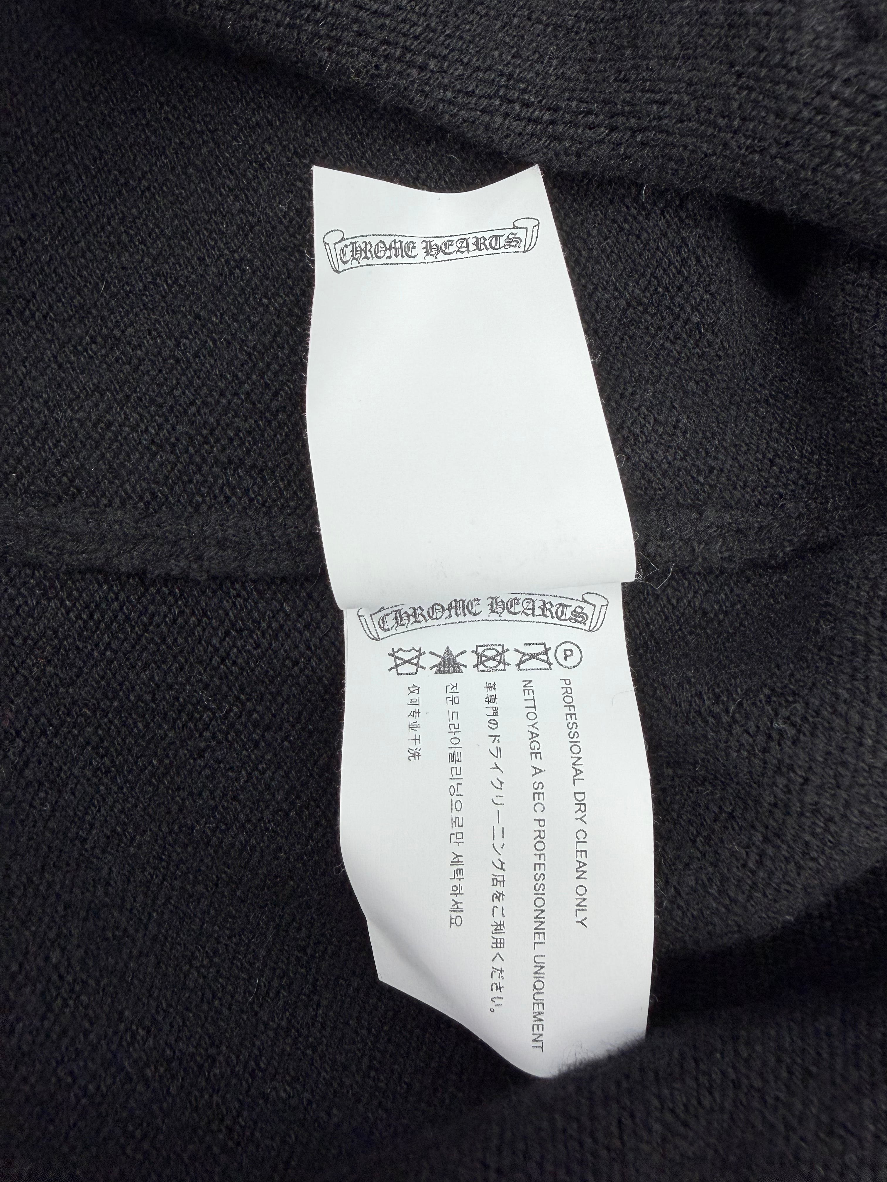 Black & White Leather Triple Cross Patch Cashmere Hoodie