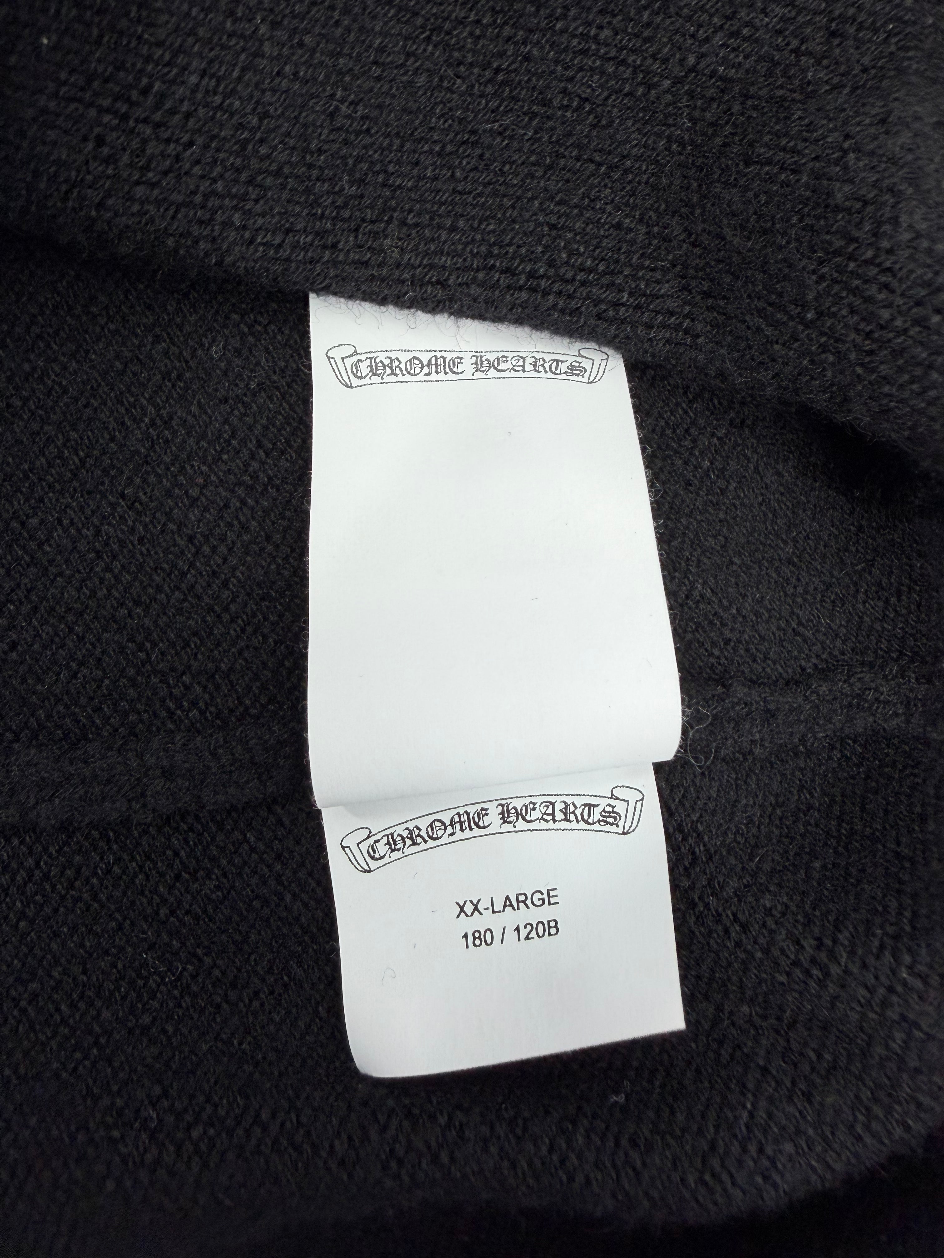Black & White Leather Triple Cross Patch Cashmere Hoodie
