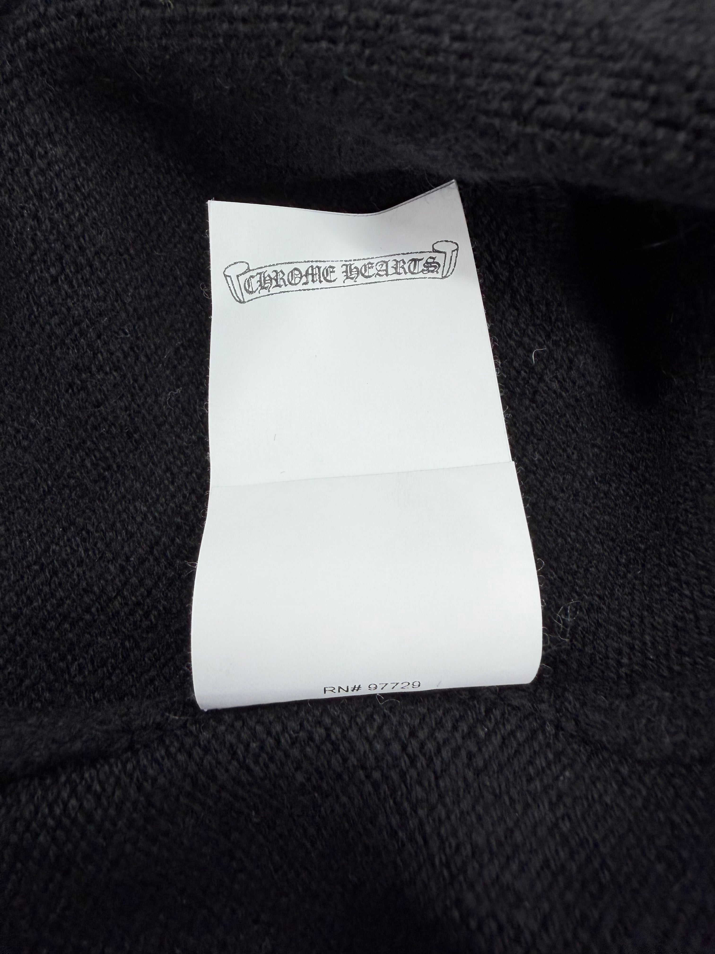 Black & White Leather Triple Cross Patch Cashmere Hoodie