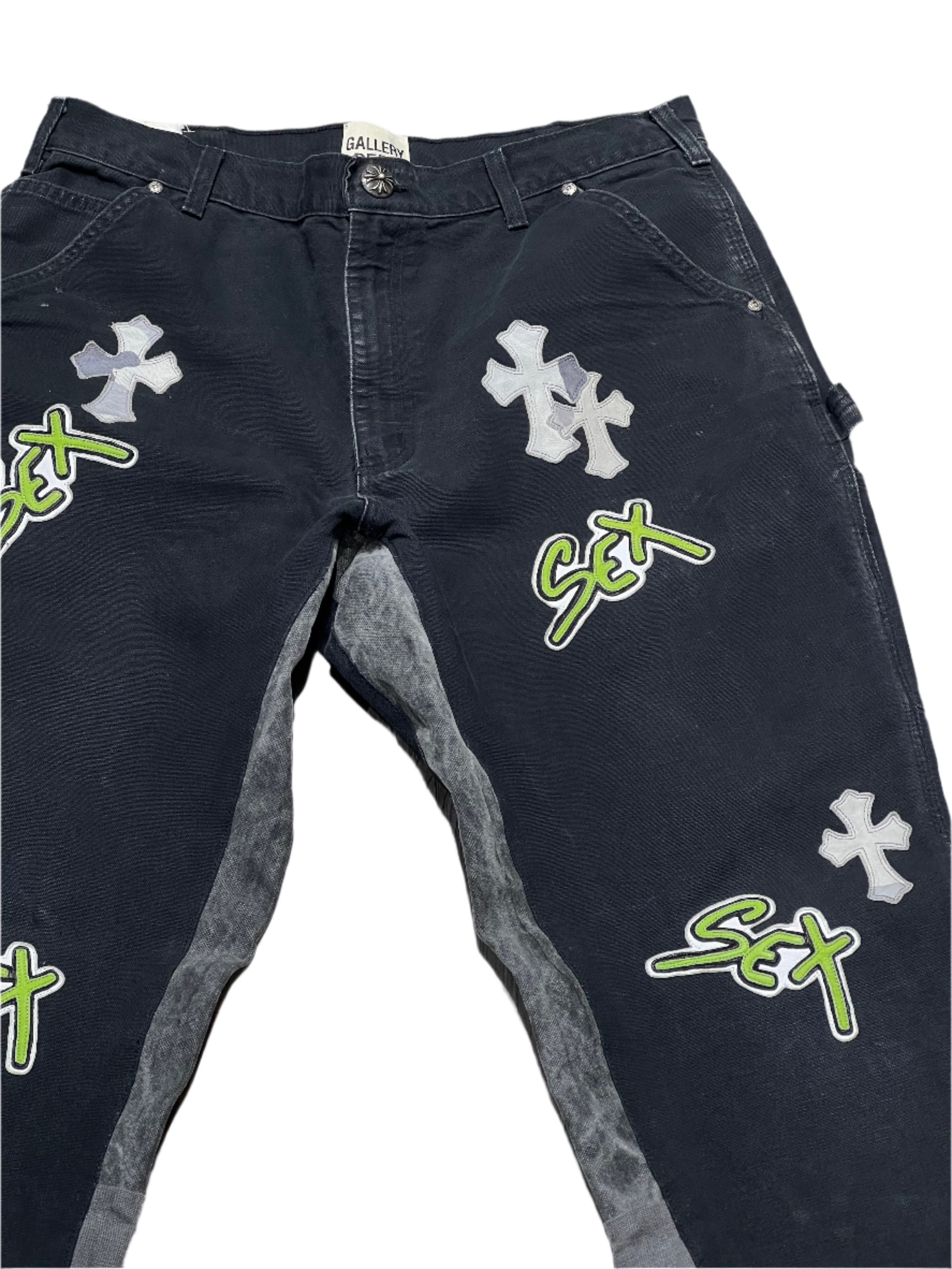 Chrome Hearts Gallery Dept Black Sex Records Cross Patch Flared Jeans