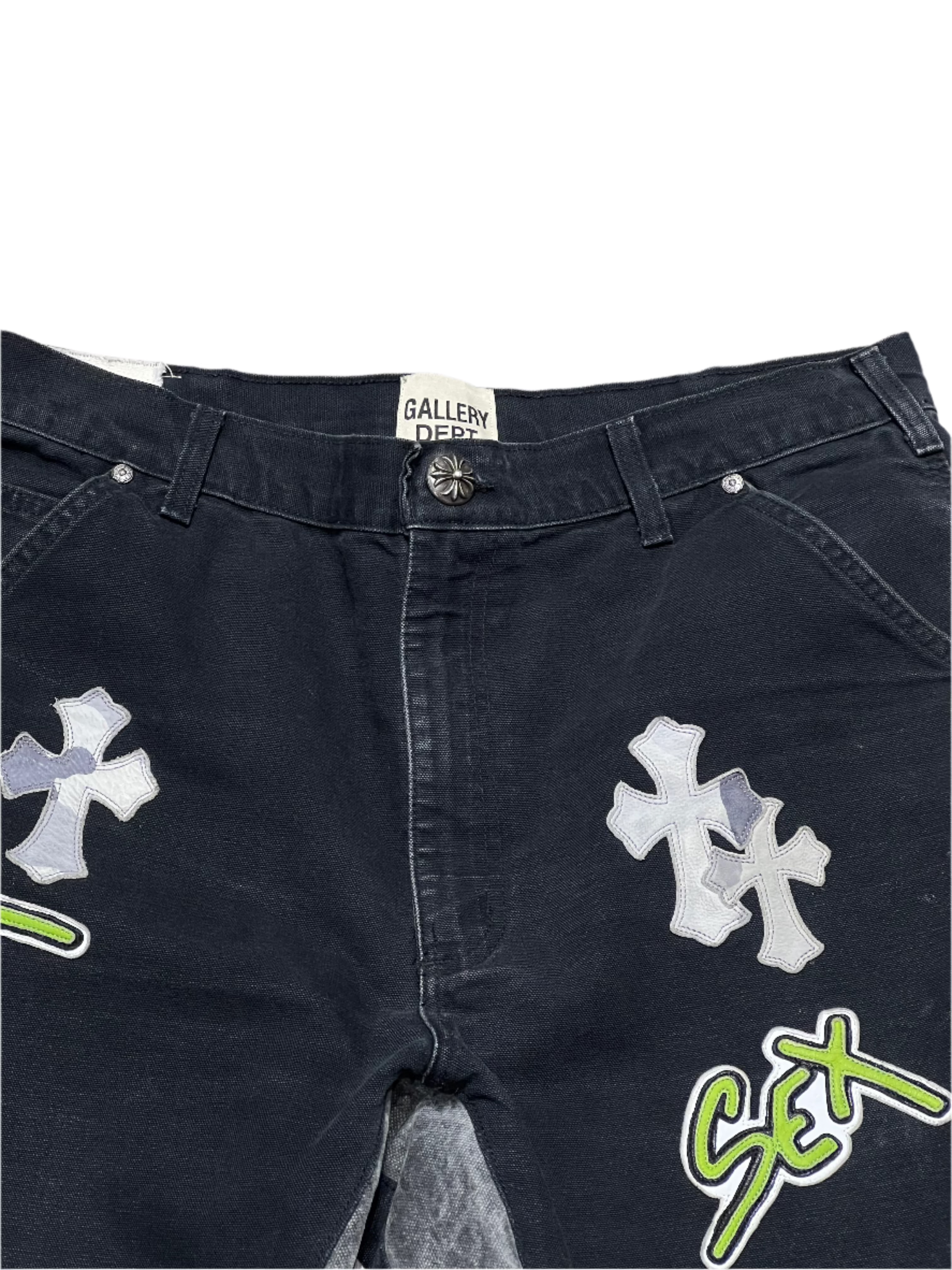 Chrome Hearts Gallery Dept Black Sex Records Cross Patch Flared Jeans