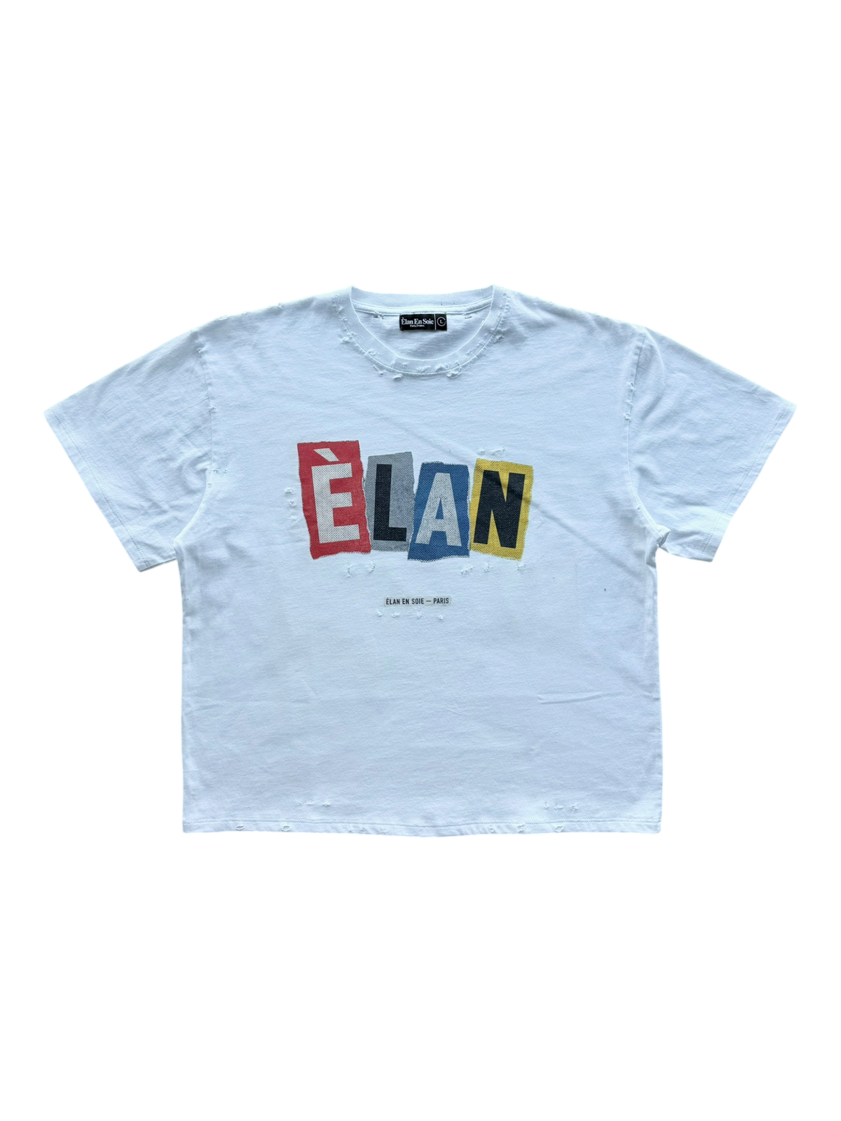 Collage Distressed Tee White