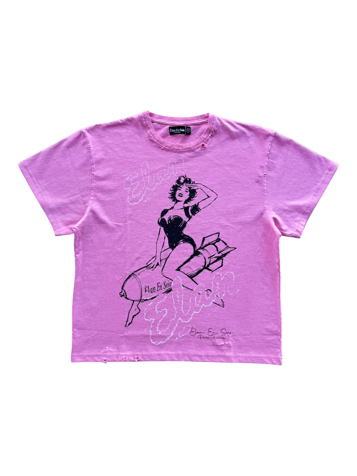 Rocket Girl Distressed Tee Pink