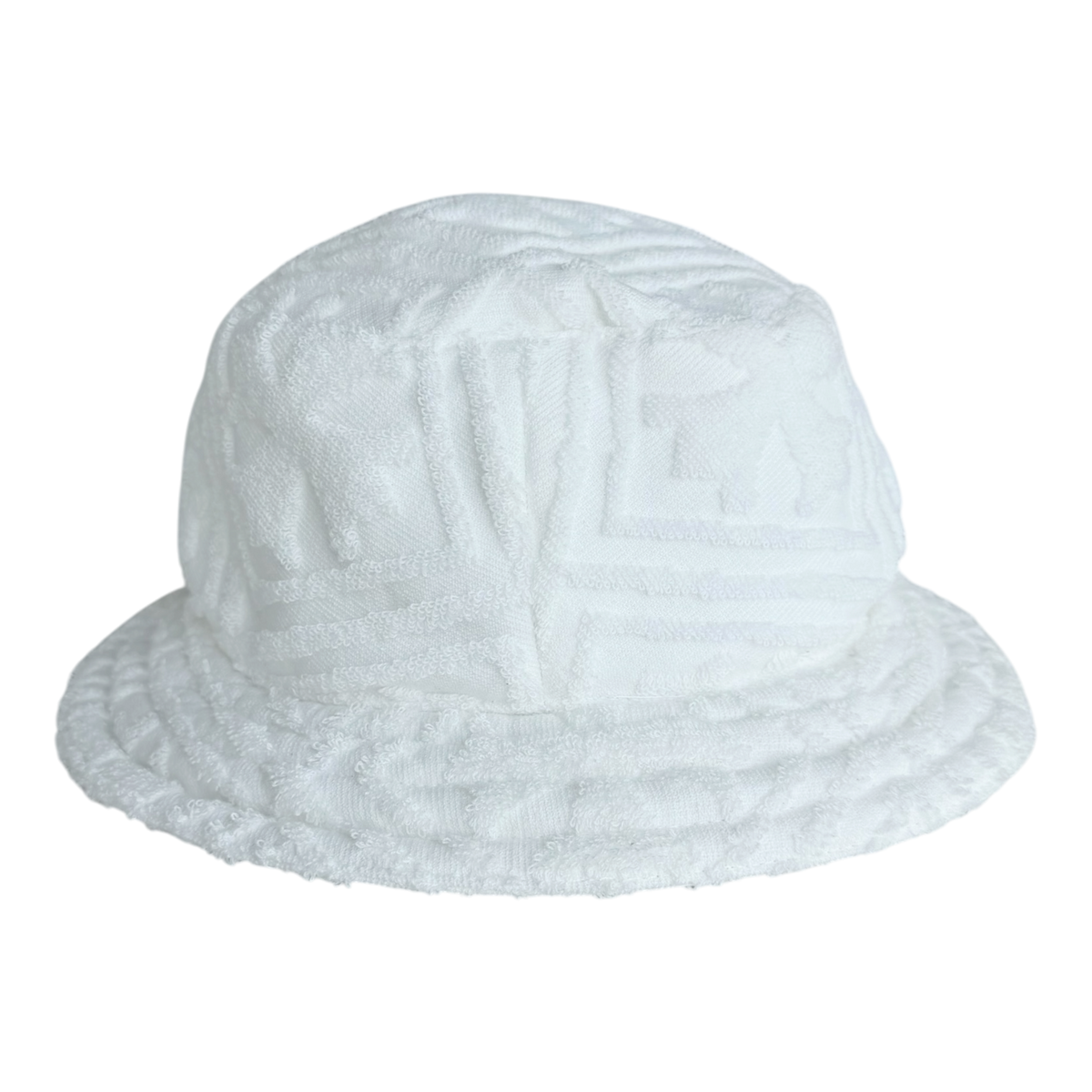White Terry Cloth Cross Patch Bucket Hat