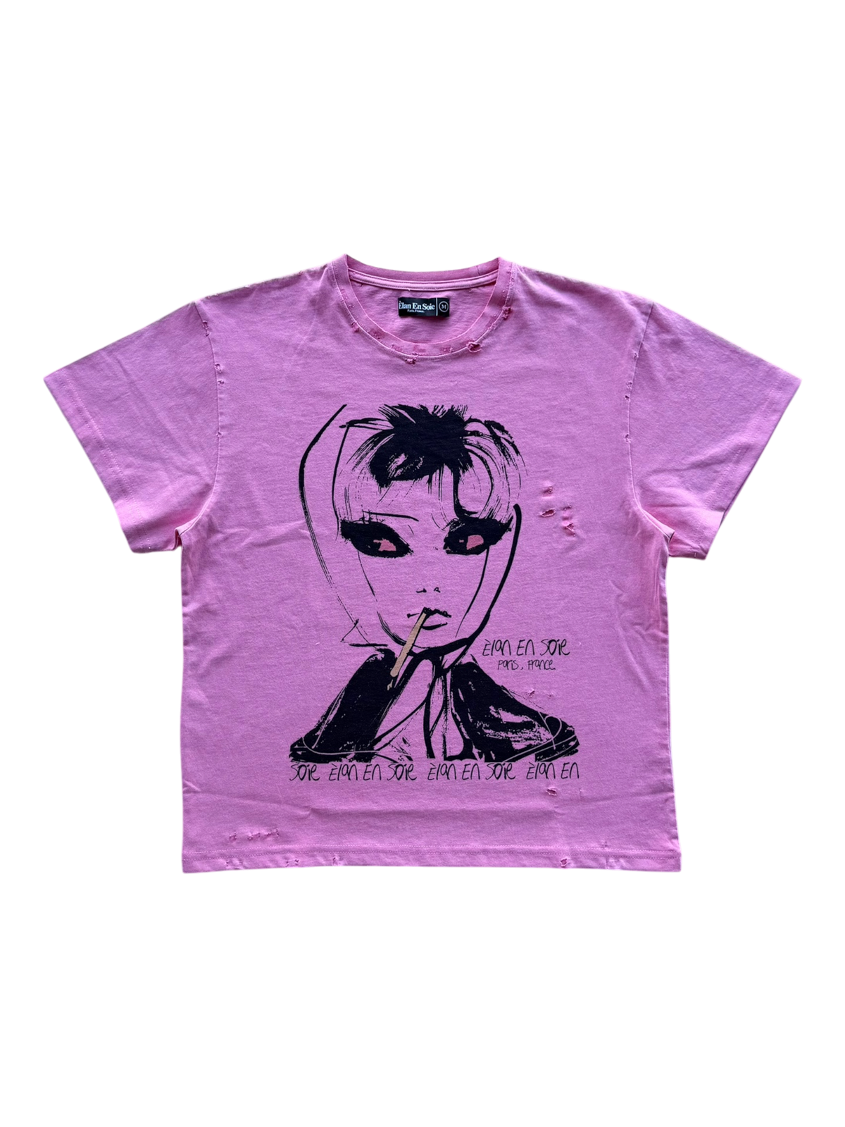 Bad Habits Distressed Tee Pink