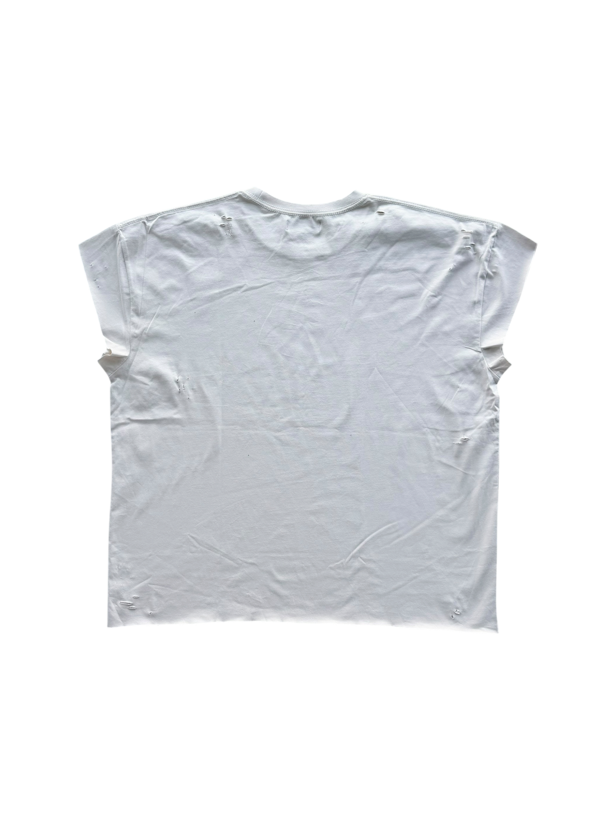Cut Out Distressed Sleeveless Tee Cream
