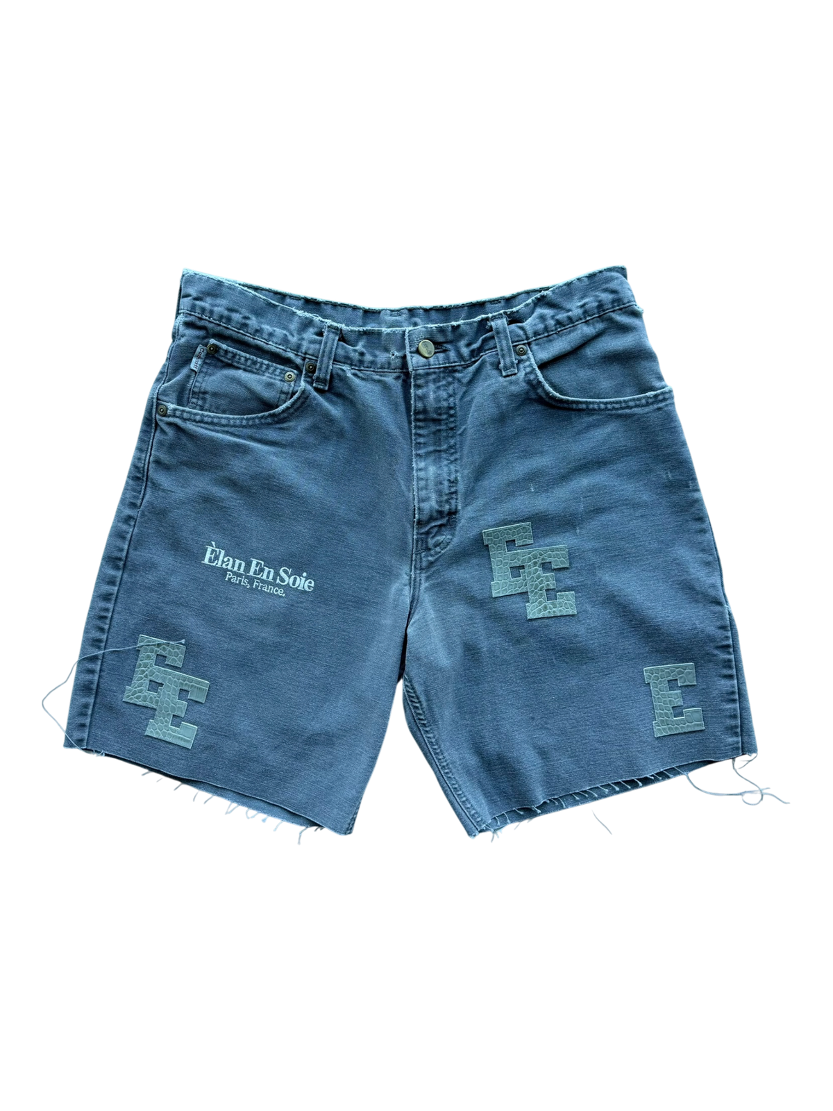 Grey Croc Patch Grey Denim Shorts