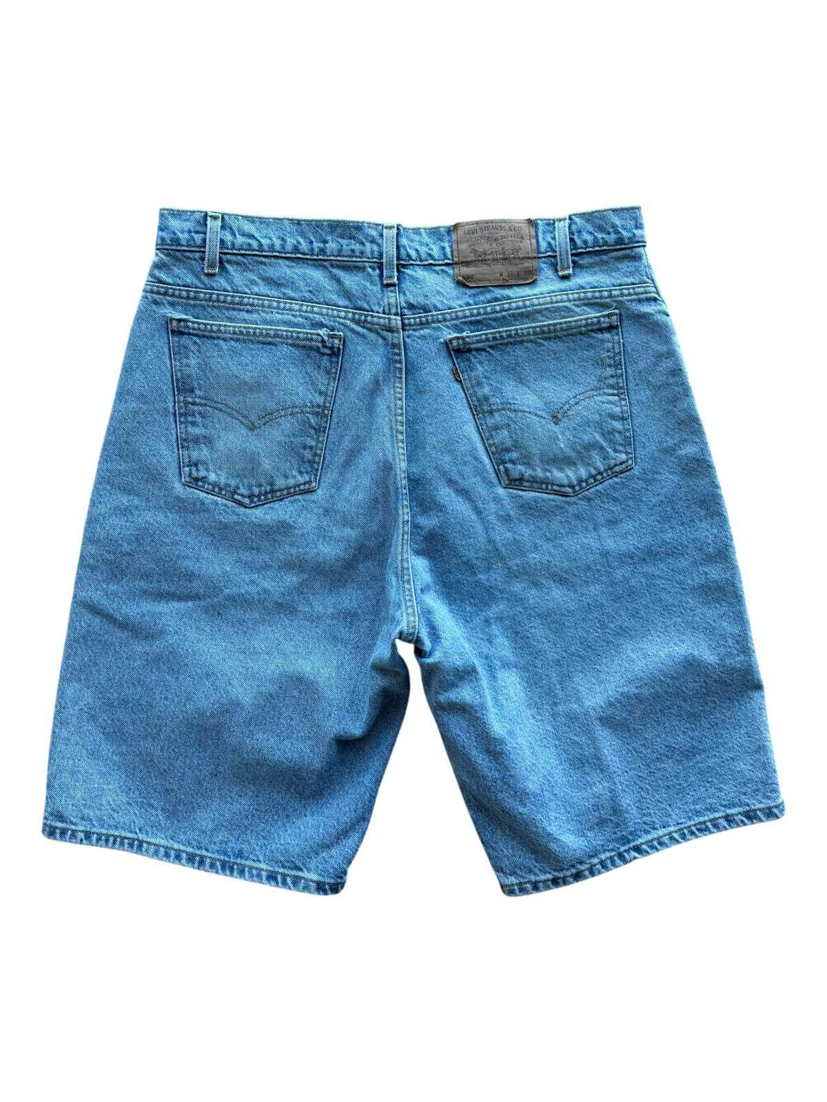 Red Croc Patch Blue Denim Shorts